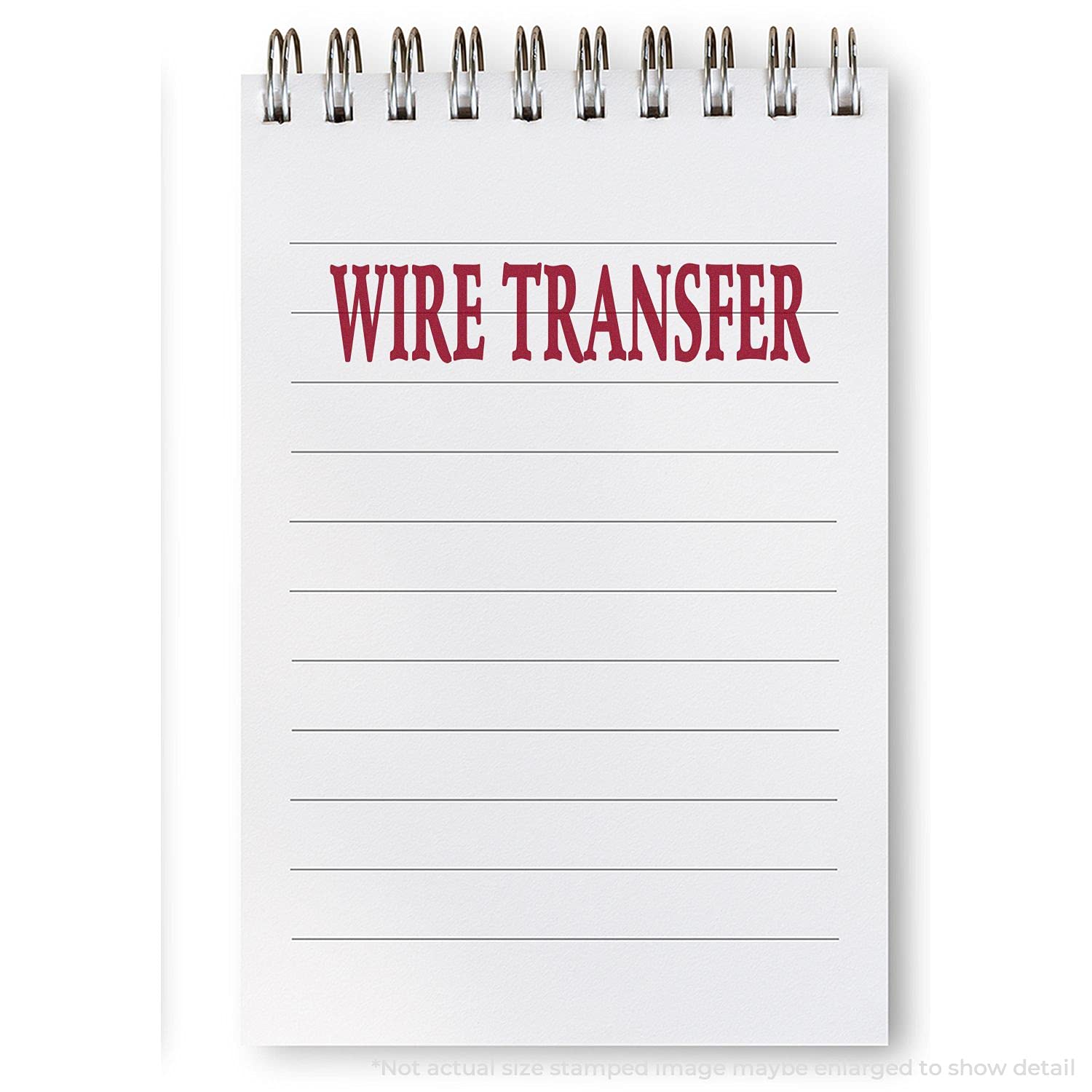 Large Wire Transfer Rubber Stamp, Bank Office Supplies, Wood Handle Rubber Stamp, Uses Inking Pad, Larger Size Approx 3/4" x 2-1/4", Made in USA - Image 4