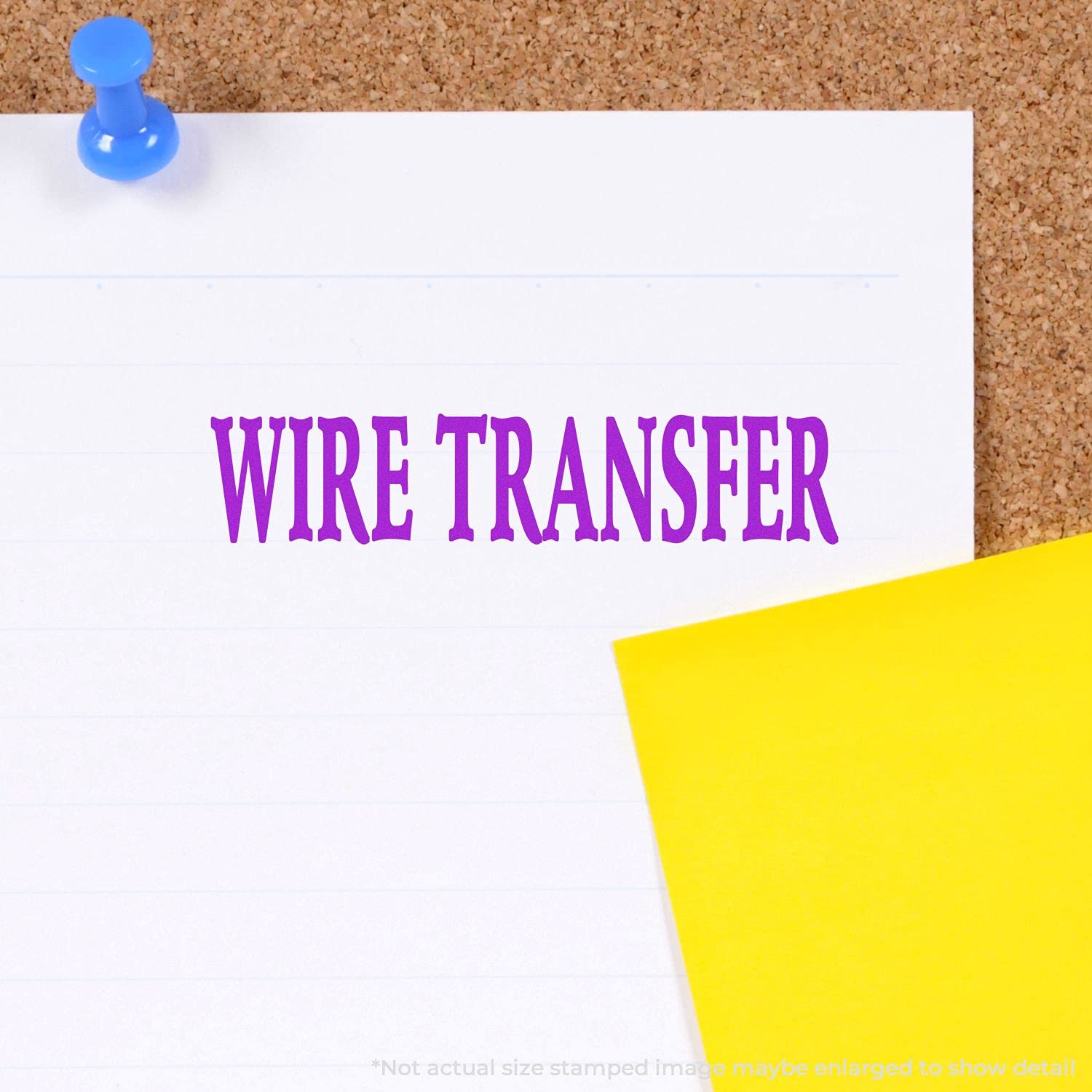 Large Wire Transfer Rubber Stamp, Bank Office Supplies, Wood Handle Rubber Stamp, Uses Inking Pad, Larger Size Approx 3/4" x 2-1/4", Made in USA - Image 6