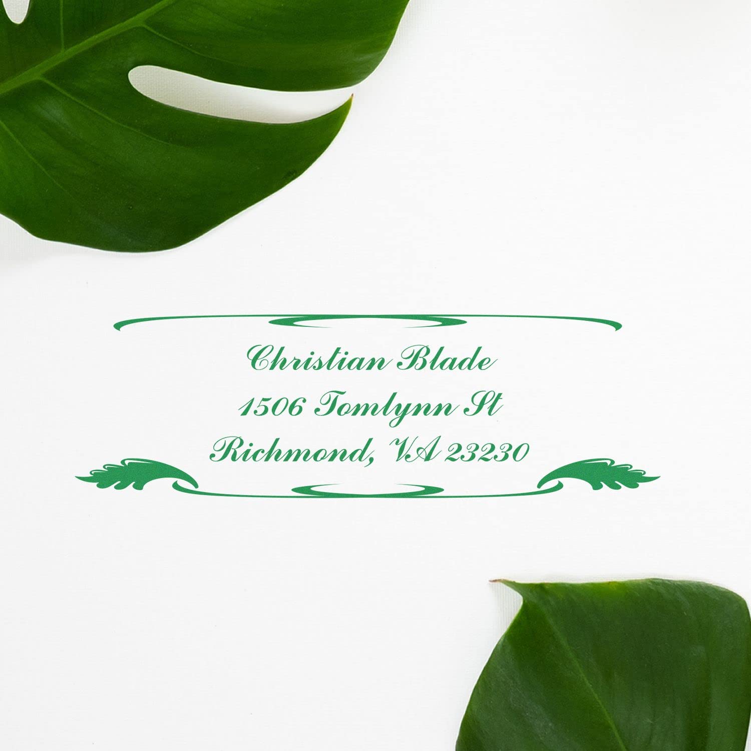 Leaf Border Address Rubber Stamp, Customized Return Address Stamp, Personalized Gift, Made in USA, Requires Separate Stamp Pad, Sharp Quality Laser Engraved Stamping Dies, Size 7/8" x 2-1/4" - Image 5