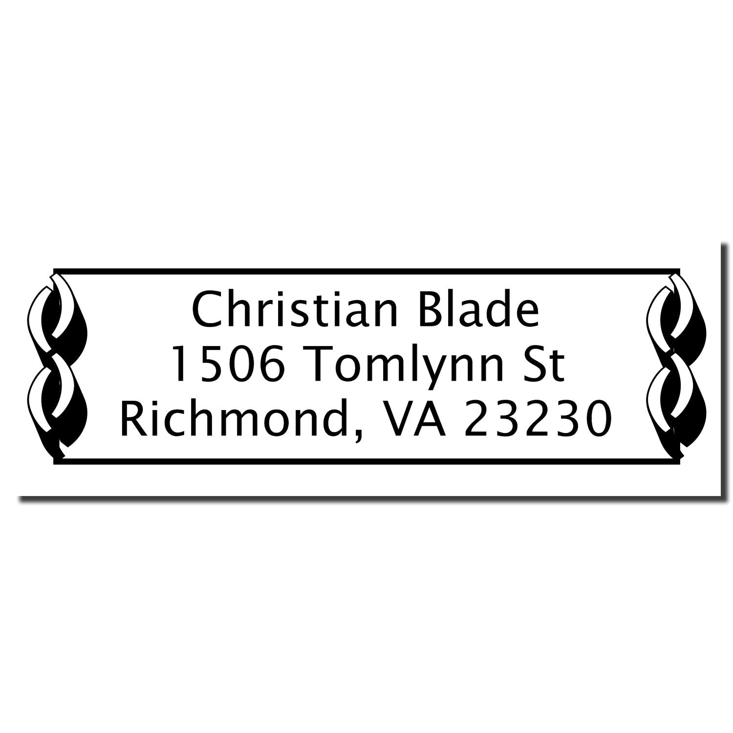 Link Border Lucida Sans Rubber Stamp, Personalized Return Address Stamp, New Home Owner Gift, Made in USA, Requires Separate Stamp Pad, Sharp Quality Laser Engraved Stamping Dies, Size 7/8" x 2-1/4"