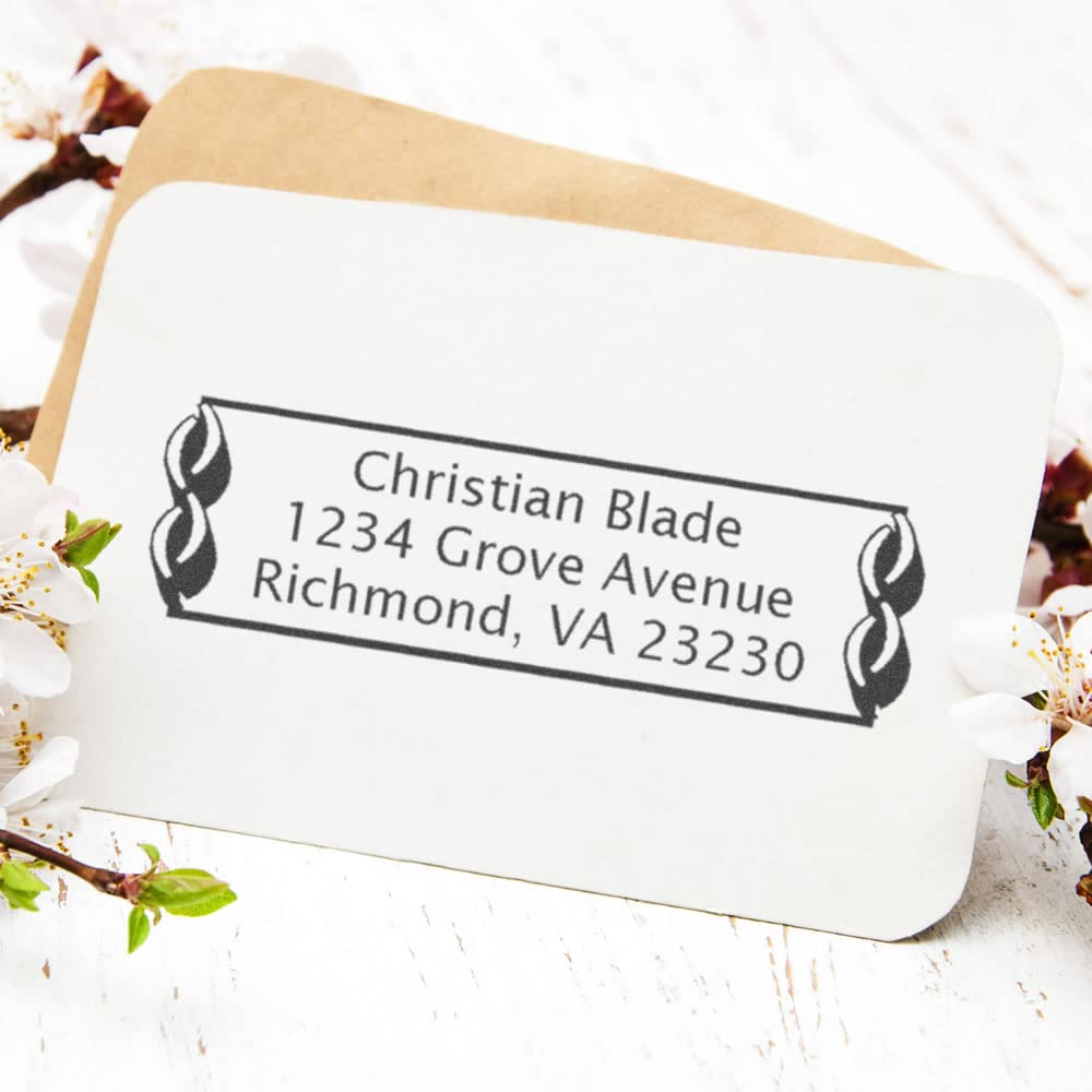 Link Border Lucida Sans Rubber Stamp, Personalized Return Address Stamp, New Home Owner Gift, Made in USA, Requires Separate Stamp Pad, Sharp Quality Laser Engraved Stamping Dies, Size 7/8" x 2-1/4" - Image 3