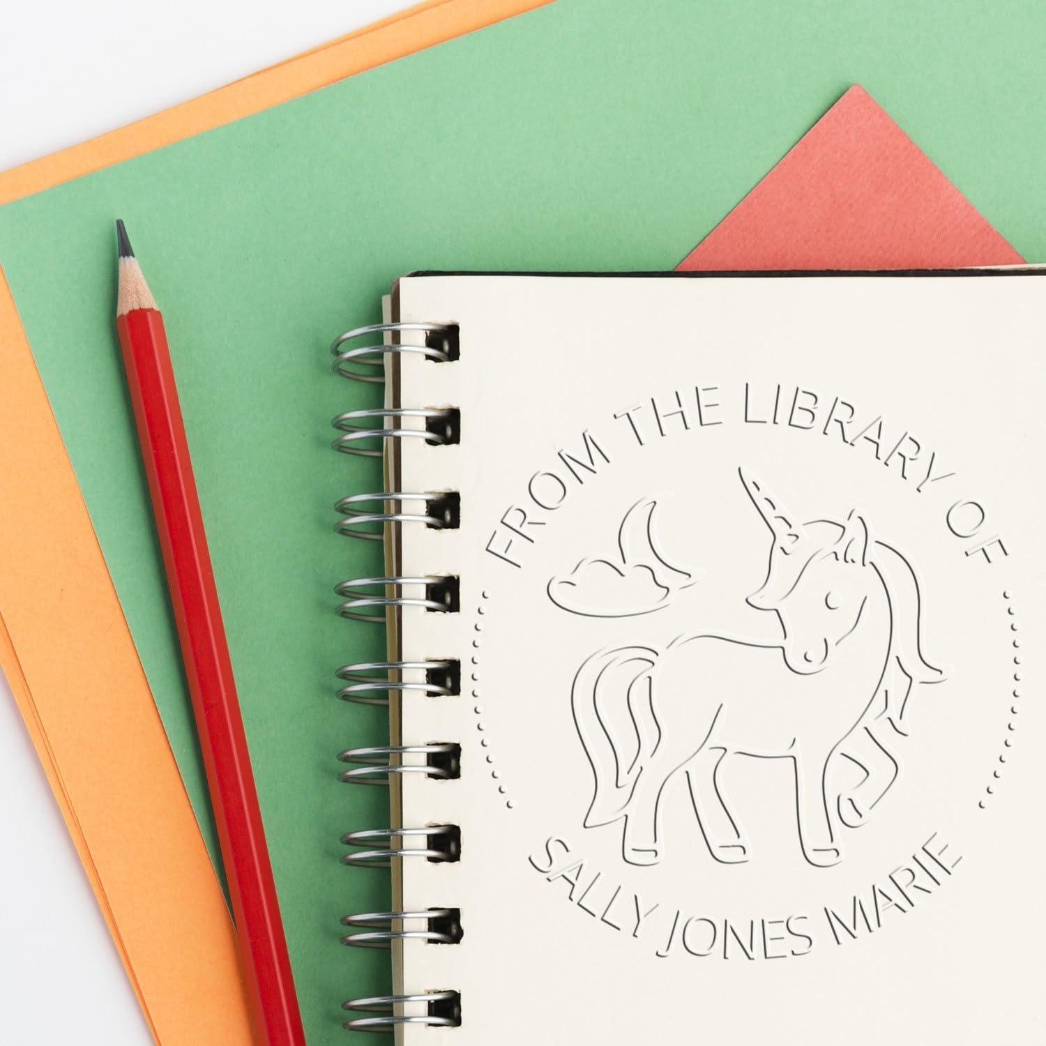 Luckycharm Unicorn Custom Book Lover Seal | Personalized from The Study of Embosser | Magical Library Book Branding Stamp for Kids & Children | 1-5/8" Personalized Book Embossing Seal Gift