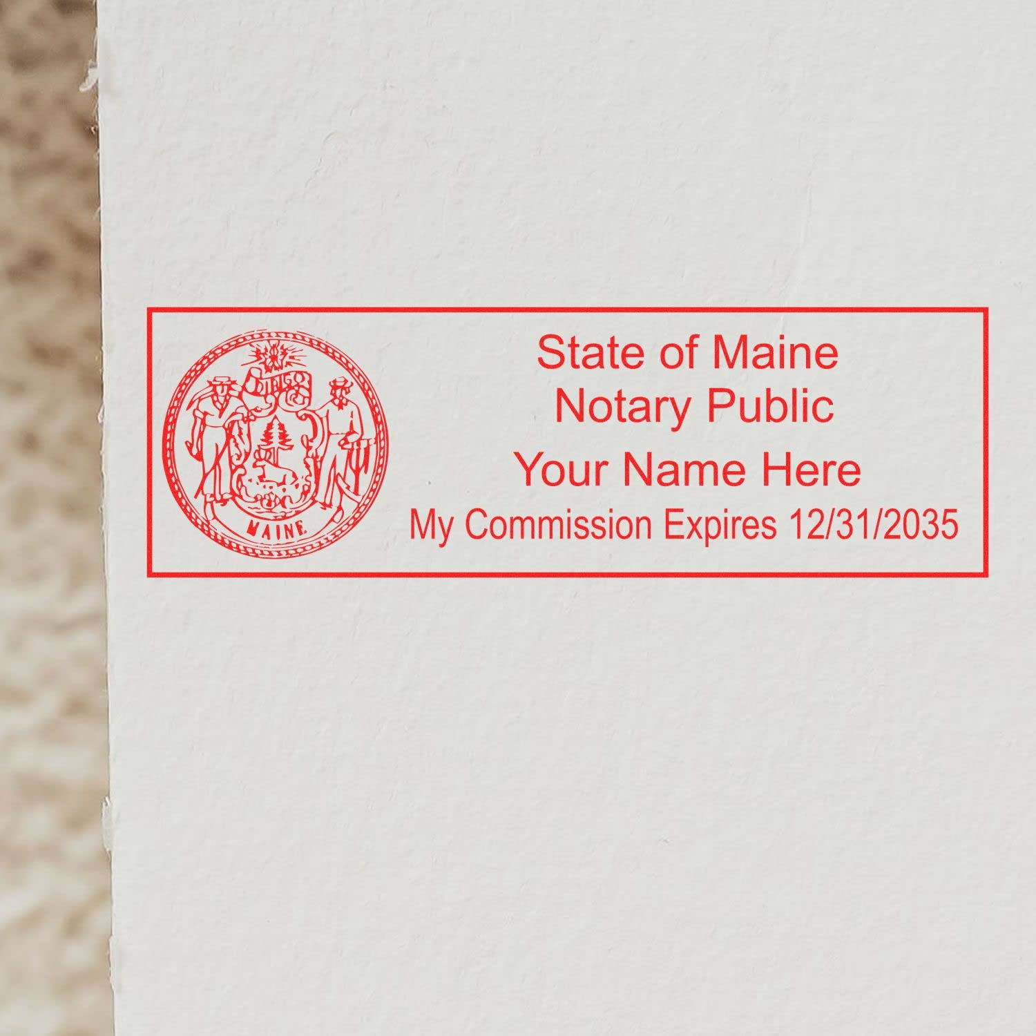 Maine State Seal Notary Stamp, ME Notary Stamp, State Board Approved, Economical Wood Handle Rubber Stamp, Uses Stamp Pad, Rectangular Shape, Sized 7/8" x 2-1/4", Maine Notary - Image 6