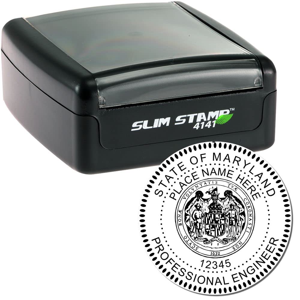 Maryland Professional Engineer Stamp, Slim 1-5/8 Engineering Seal for Maryland Engineers, Professional Engineer Stamp Maryland, Ideal for Maryland Engineering Projects, MD PE Seal Stamp - Image 2