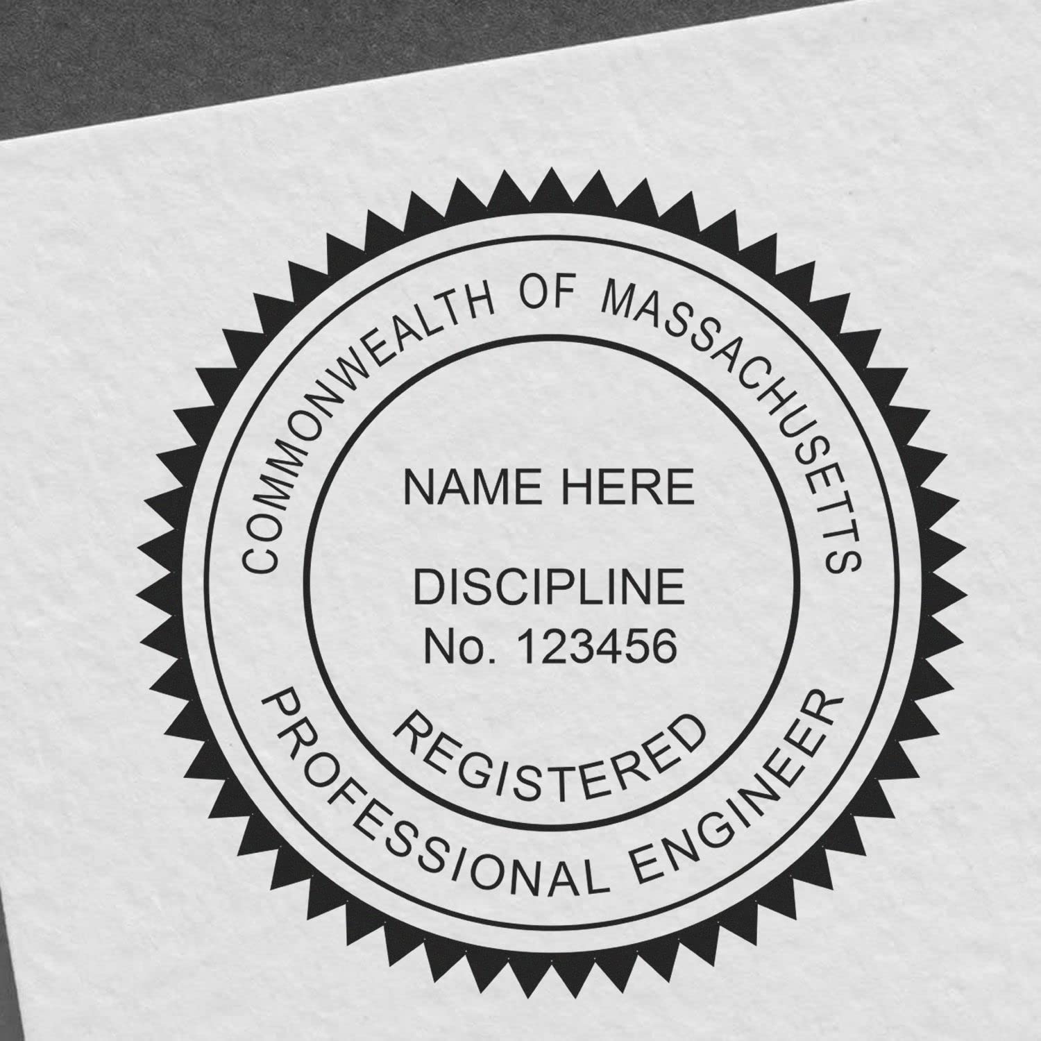 Massachusetts Engineer Stamp Self-Inking, Professional Engineering Seal Stamp, Size 1-5/8, Ideal for Massachusetts Professional Engineer, PE Stamp Massachusetts Durable, Massachusetts MA PE Seal