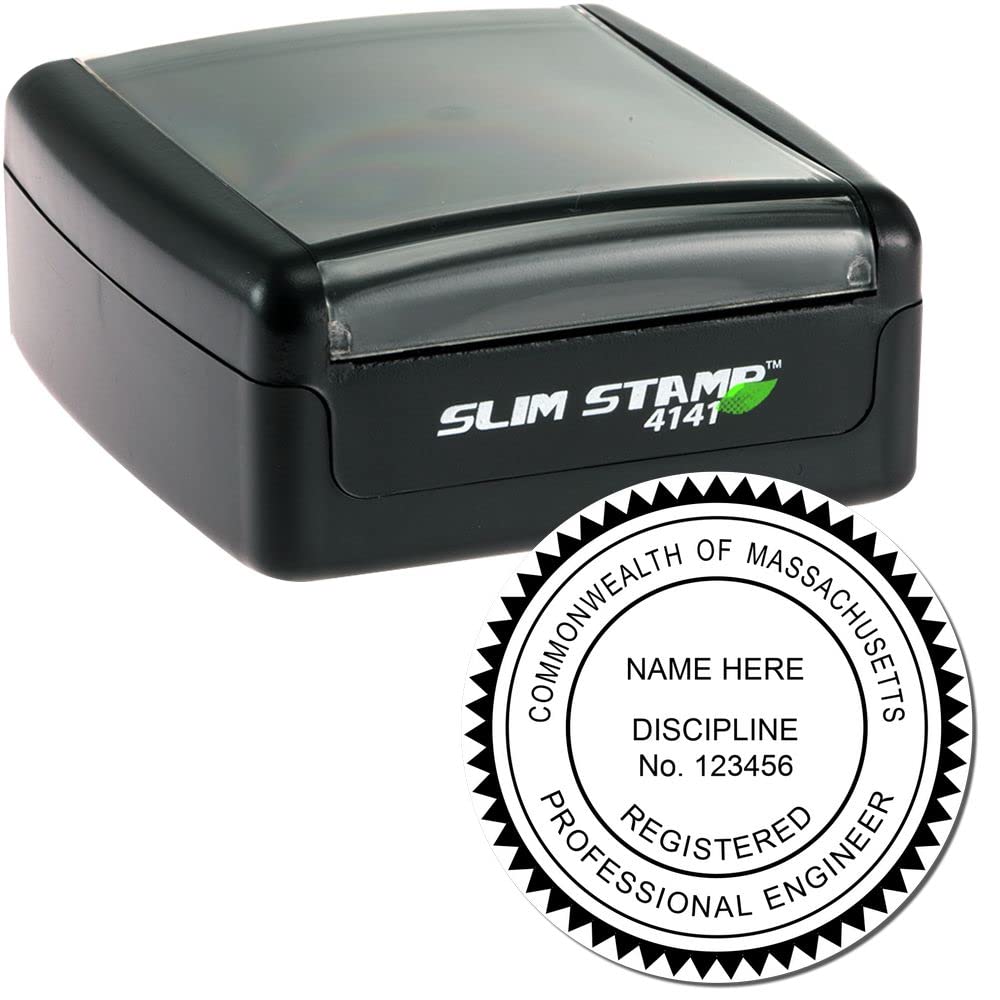 Massachusetts Engineering Stamp - 1-5/8 Slim Professional Engineer Seal Stamp for Massachusetts Engineers, Ideal for Professional Engineering Projects in MA - Massachusetts MA Engineer Seal - Image 2