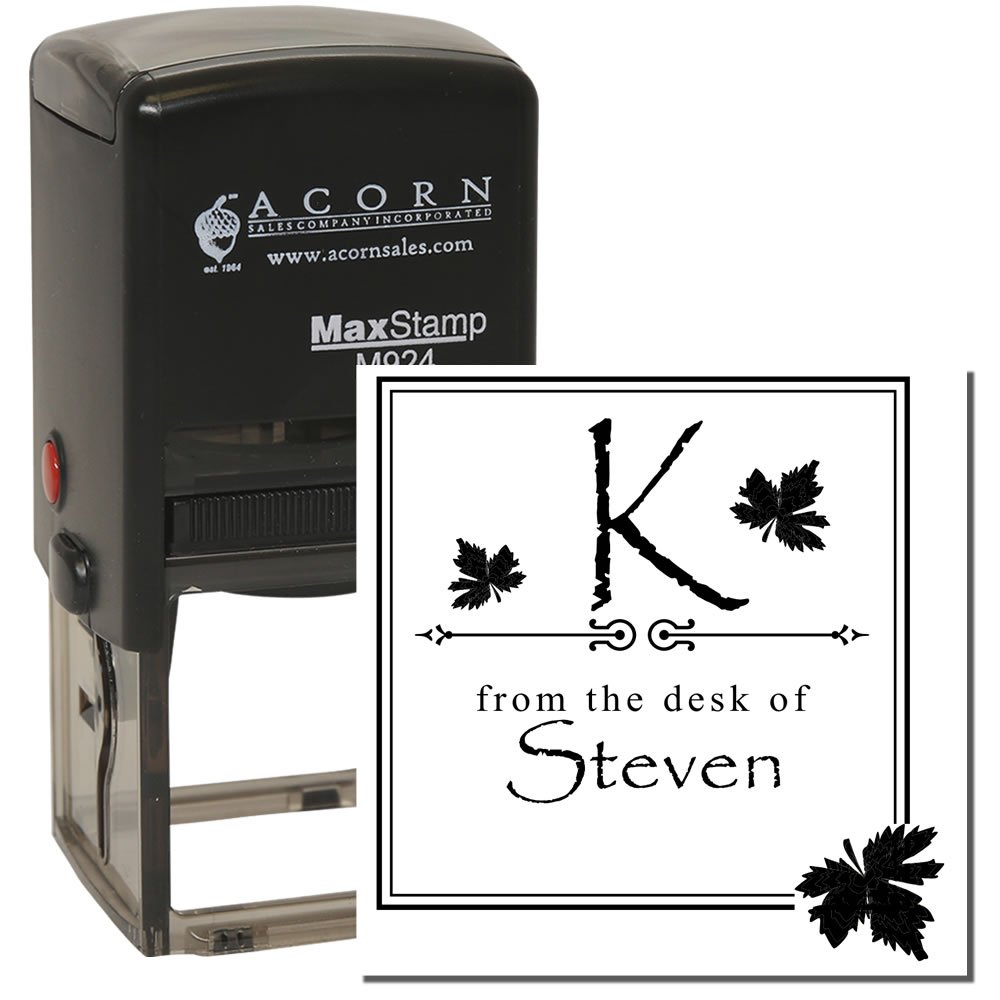 MaxStamp Self-Inking Papyrus Leaf Border Address Stamper
