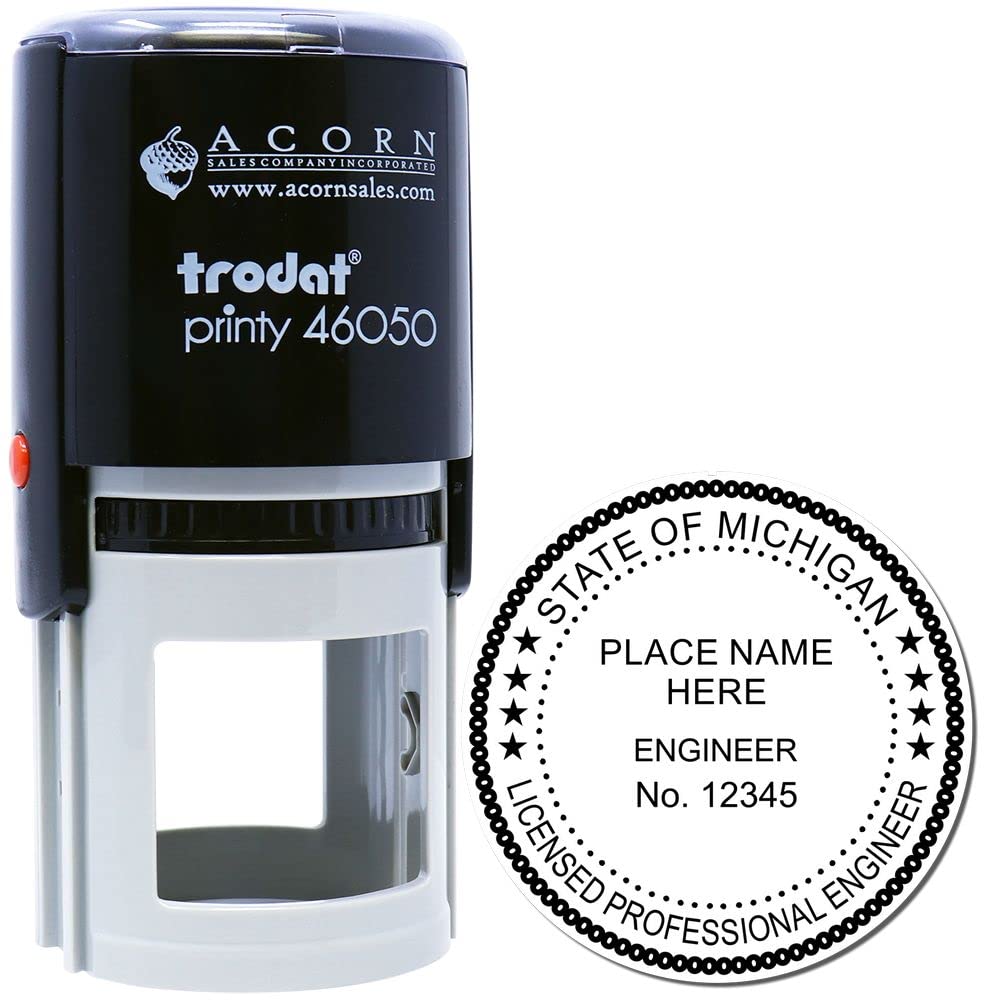 Michigan Engineer Stamp Self-Inking Professional Engineering PE Stamp for Michigan Engineers, Size 1-3/4. Ideal for Michigan Professional Engineers, and Efficient Stamp, PE Stamp Michigan - Image 2