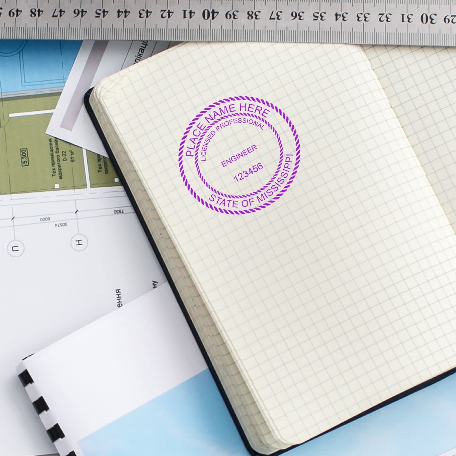Mississippi Professional Engineer Inking Stamp - Slim Design for Engineering Documents, 1-5/8 Size, Ideal Mississippi Engineering Stamp and Professional Engineer Stamp Mississippi, MS PE Seal Stamp - Image 7