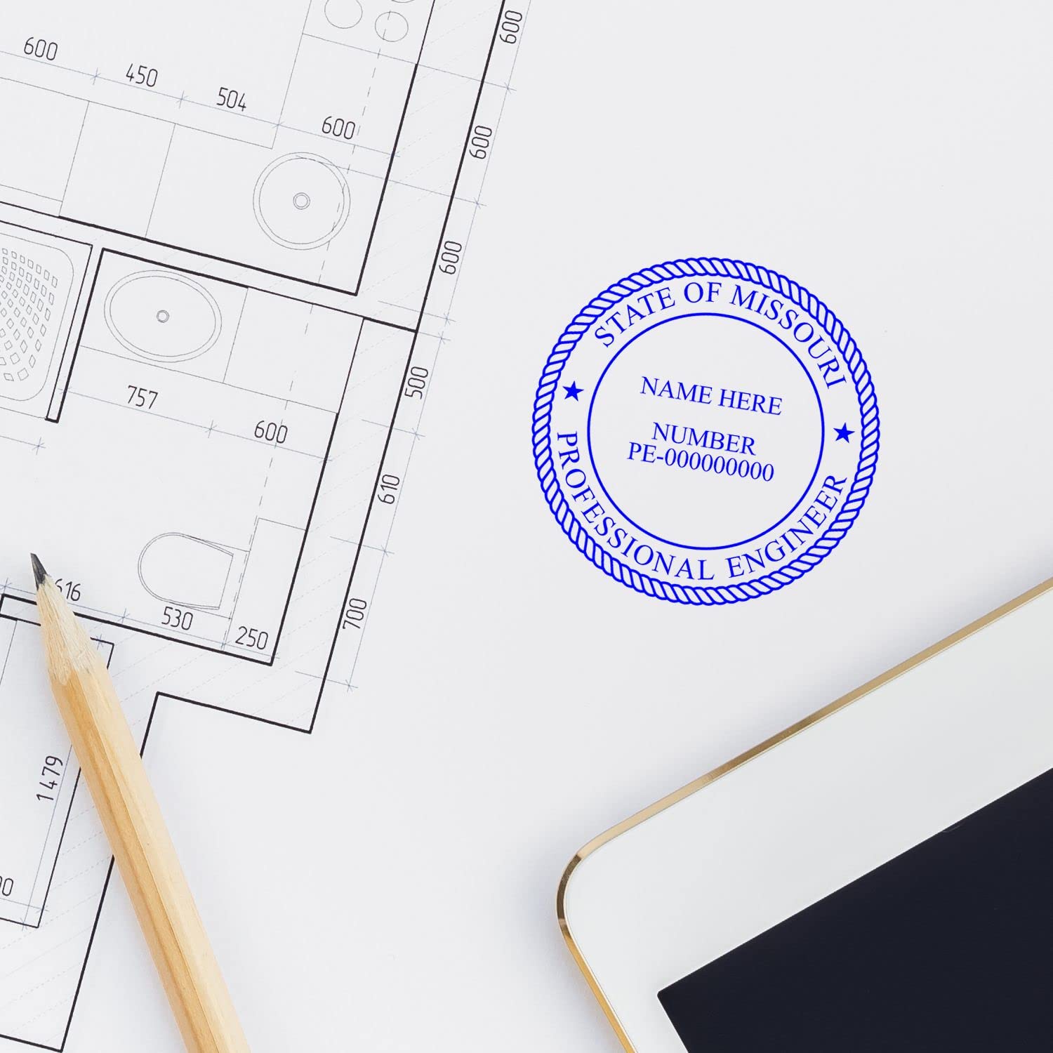 Missouri Professional Engineer Seal - 1-3/4 Slim Missouri Engineering Stamp, Essential for Missouri Professional Engineers, Professional Engineer Stamp Missouri MO, Missouri Engineer Seal - Image 6