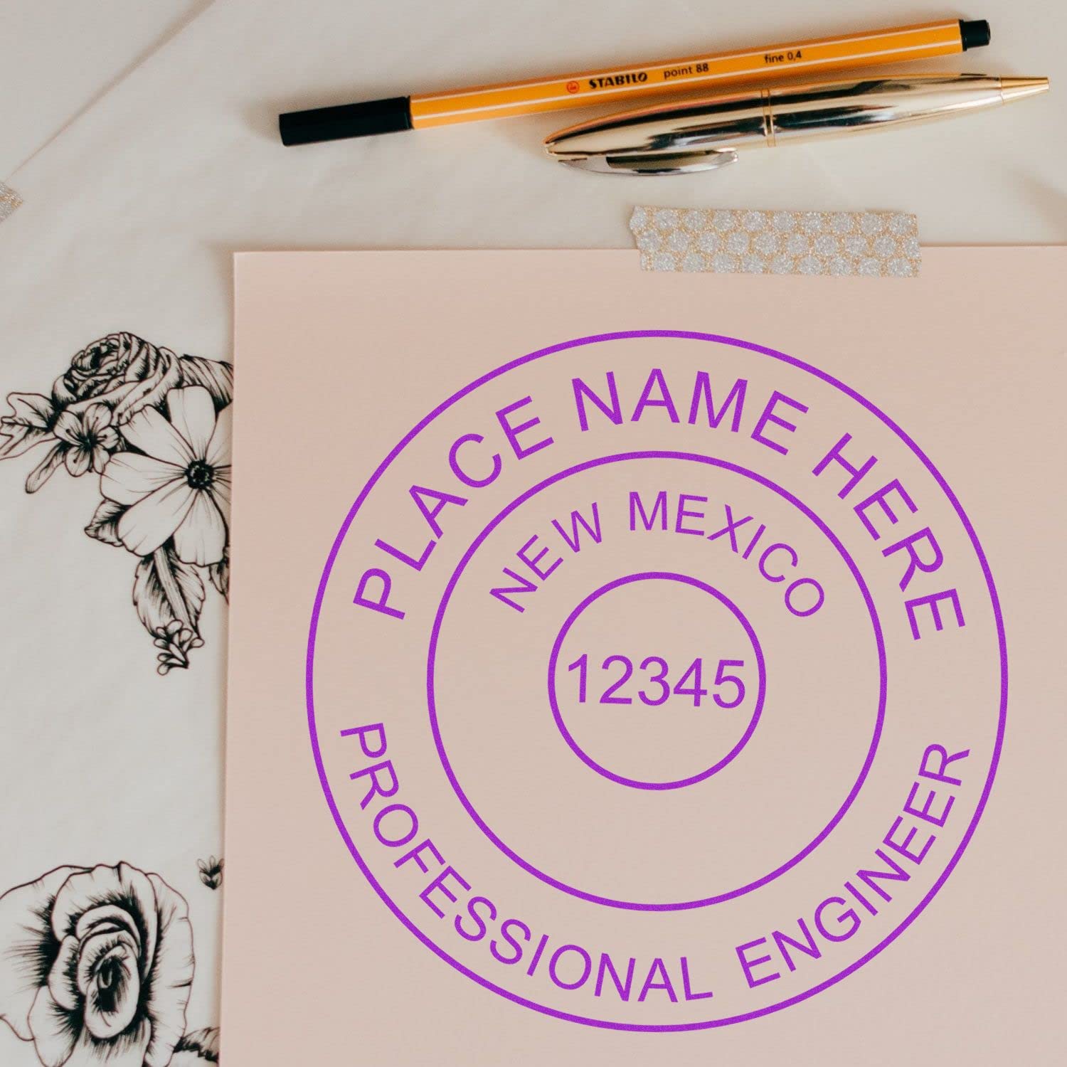 New Mexico Engineer Stamp Self-Inking, PE Stamp New Mexico - Premium Quality, 1-1/2 Size Stamp for Professional Engineers in New Mexico - Ideal for Engineering Documentation and Certification - Image 6
