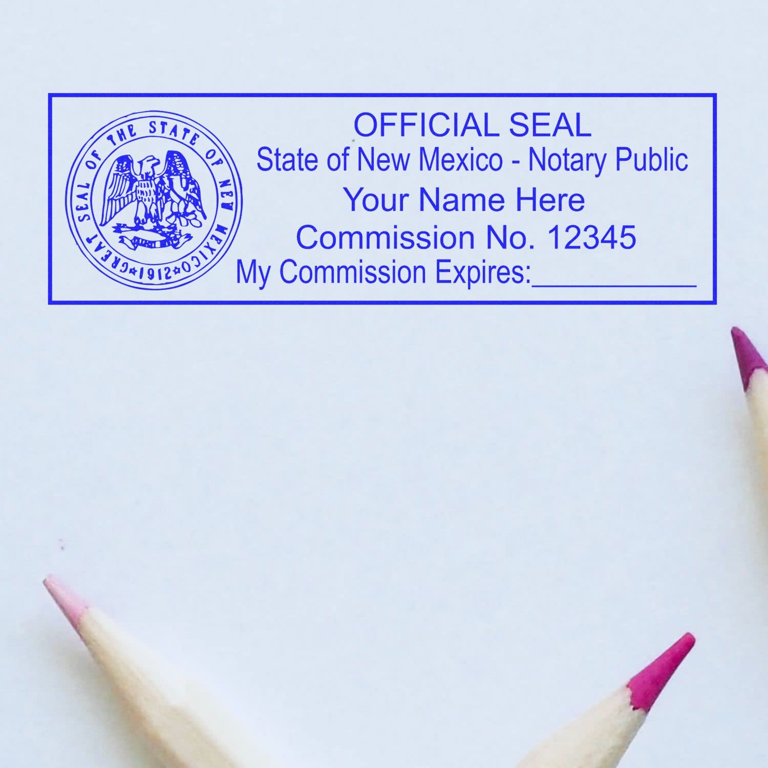 New Mexico State Seal Notary Stamp, NM Notary Stamp, State Board Approved, Economical Wood Handle Rubber Stamp, Uses Stamp Pad, Rectangular Shape, Sized 7/8" x 2-1/4", New Mexico Notary - Image 4
