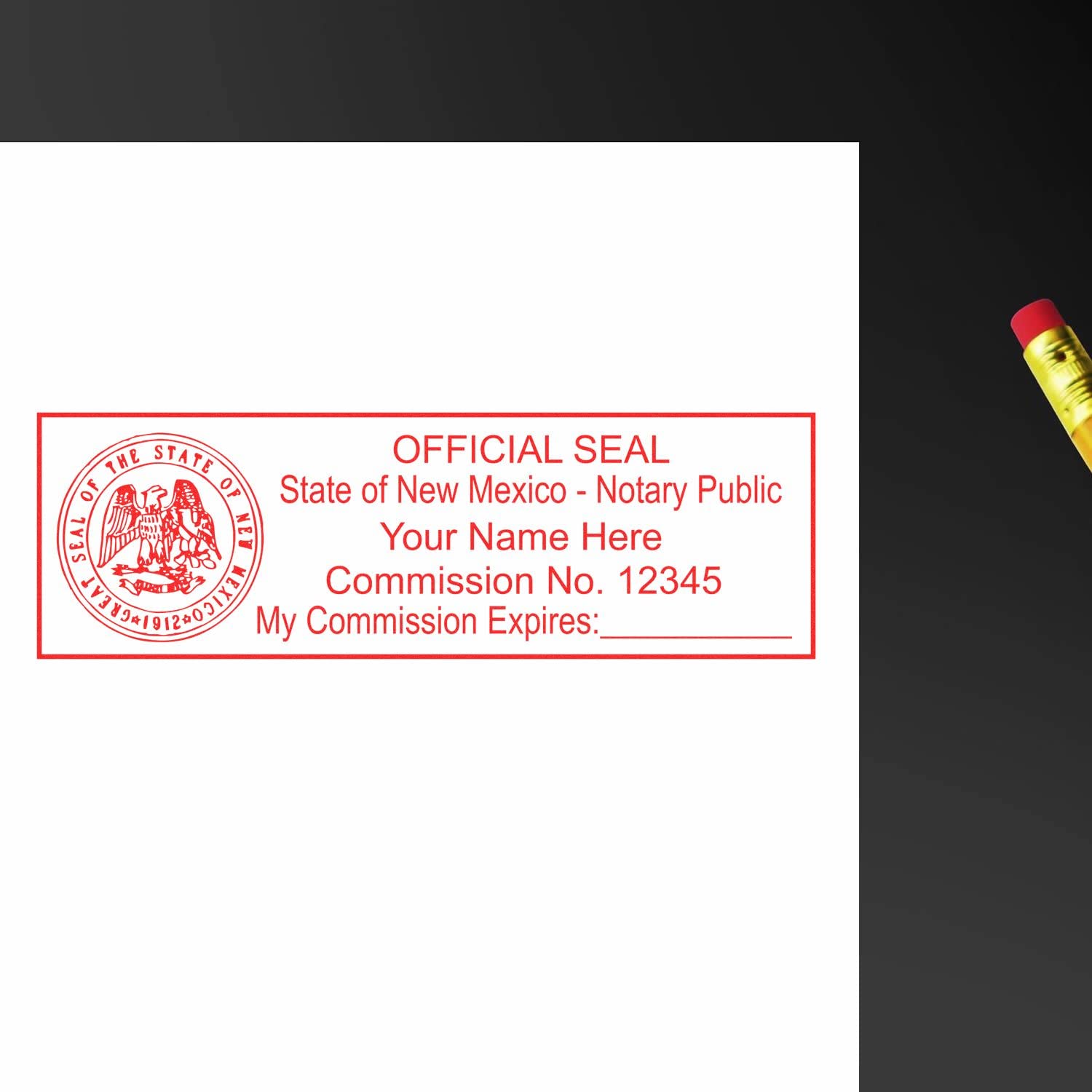 New Mexico State Seal Notary Stamp, NM Notary Stamp, State Board Approved, Economical Wood Handle Rubber Stamp, Uses Stamp Pad, Rectangular Shape, Sized 7/8" x 2-1/4", New Mexico Notary - Image 6