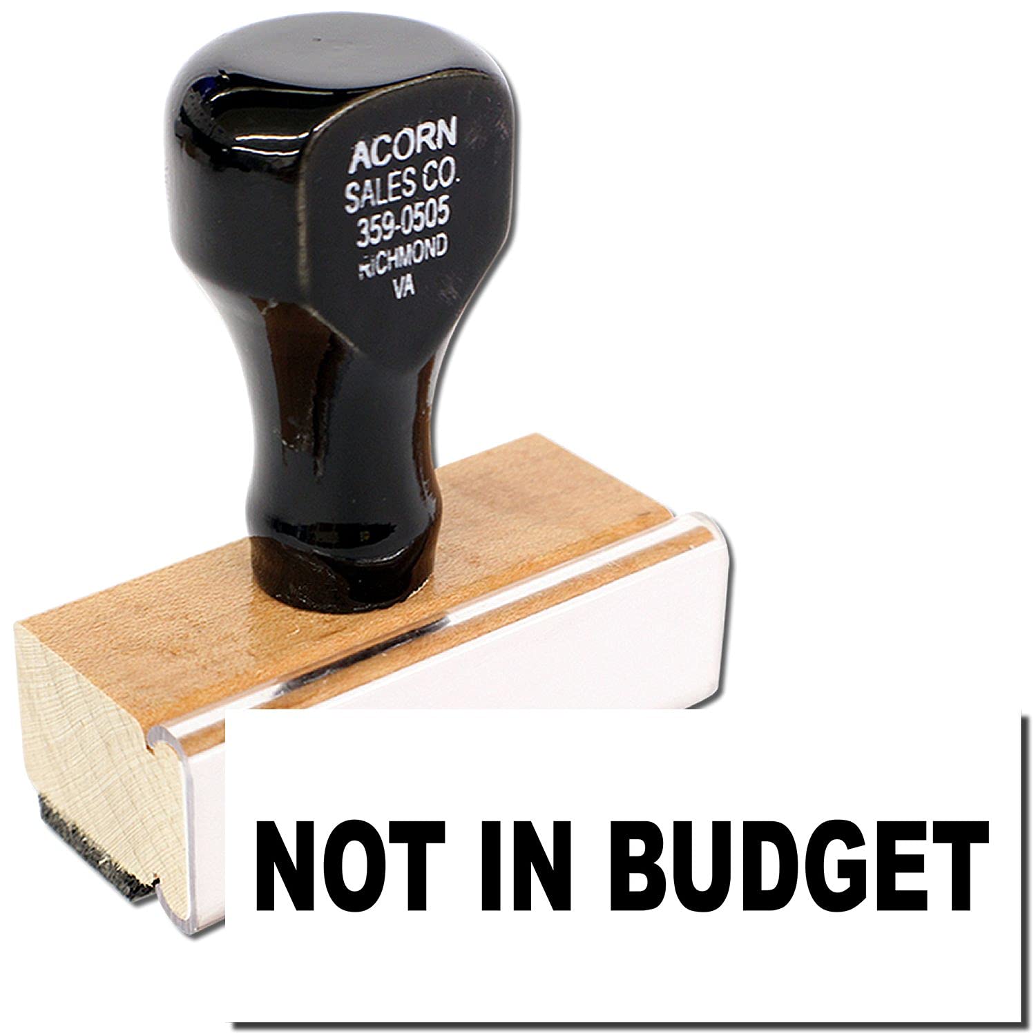 Not in Budget Rubber Stamp, Perfect for Banks, Wooden Handle Rubber Stamp, Uses Stamp Pad, Imprint Size Approx 1/2" x 1-1/2", Laser Engraved, Made in USA - Image 2