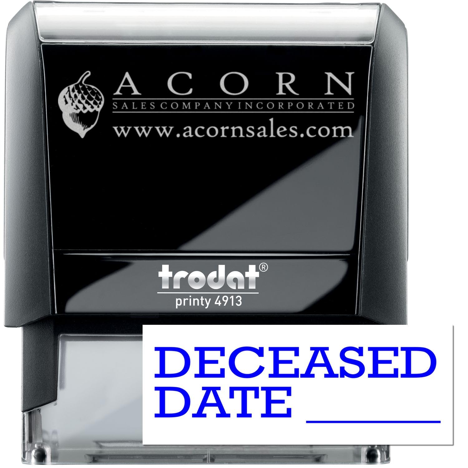 Office Stamp - Large, Self-Inking Deceased Date Stamp with Blue Ink, Ideal for Healthcare Administrators, 7/8 x 2-1/4, Easy to Use, Ideal for Medical Office Use, Blue Ink Large Self-Inking Stamp - Image 5