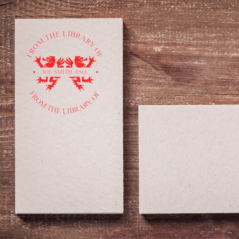 Old English Griffin Customized Family Library Stamp, Round Imprint, Size 1-5/8", Gift for Him, Personalized Gift, Customized Letterhead, Uses Stamp Pad - Image 6