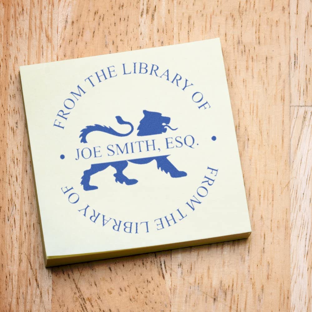 Old English Lion Stamper Self Inking, Bookplate Stamp, New Home Gift Idea, from The Library of, Round Design, 1-5/8" Imprint Size, Press and Print Stamping, Customized - Image 5