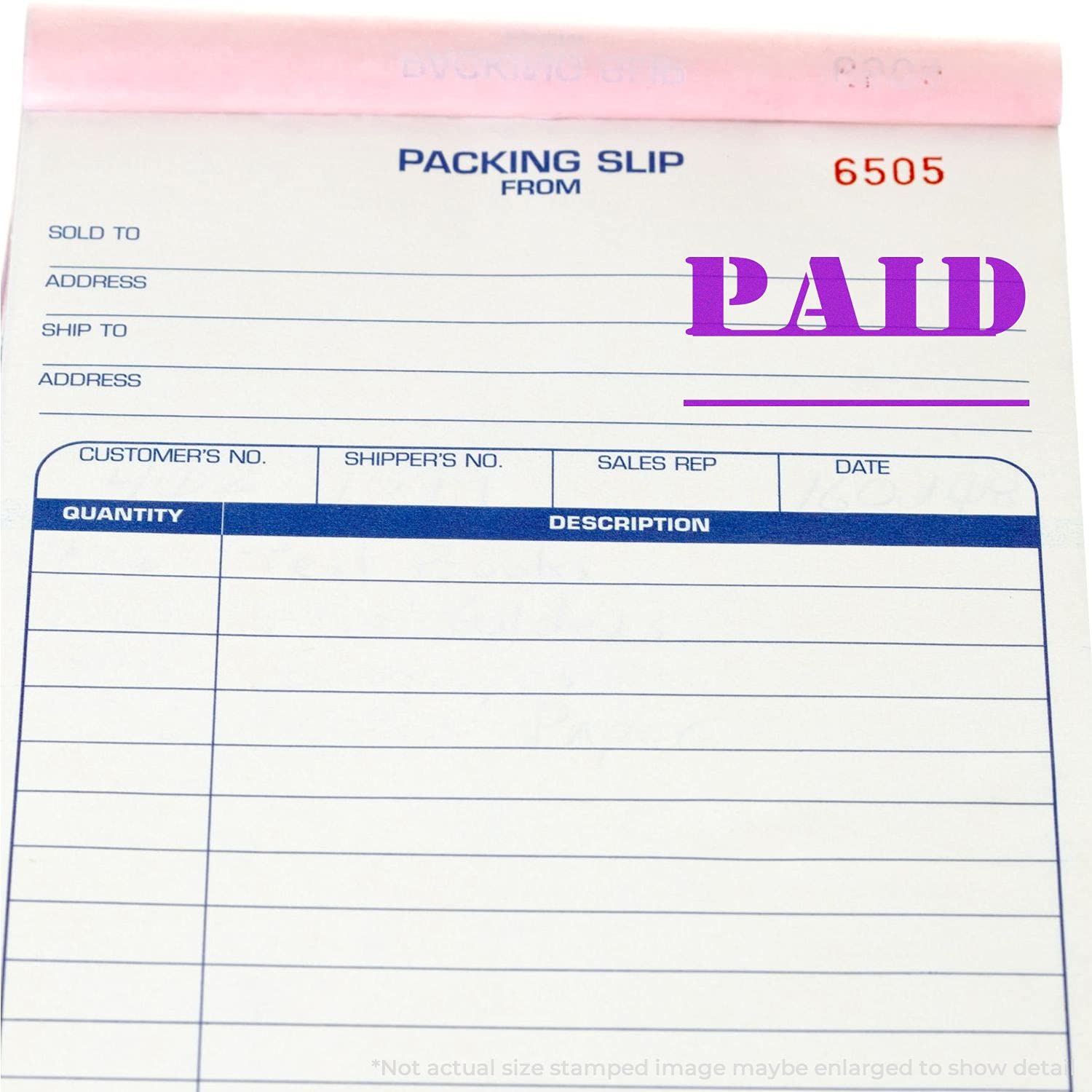 Paid with Date Line Rubber Stamp, Desk School Supplies, Wooden Handle Rubber Stamp, Uses Stamp Pad, Imprint Size Approx 1/2" x 1-1/2", Laser Engraved, USA Made - Image 6