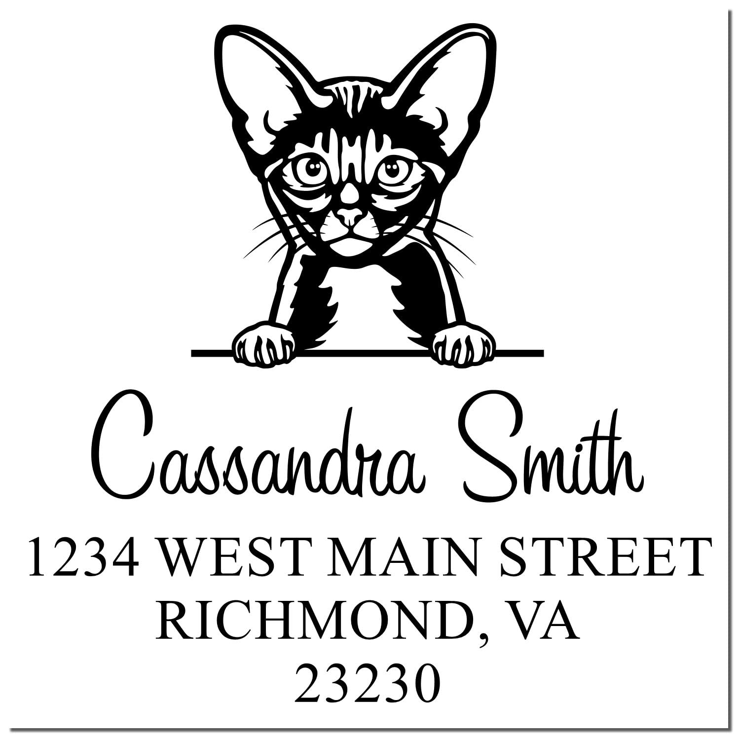 Personalized Abyssinian Cat Return Address Stamp | Custom Decorative Self-Inking Teacher Stamper | Cute Peeking Kitty Design | Square 1-5/8 Rubber Seal for Home & School Mail Labels - Image 6