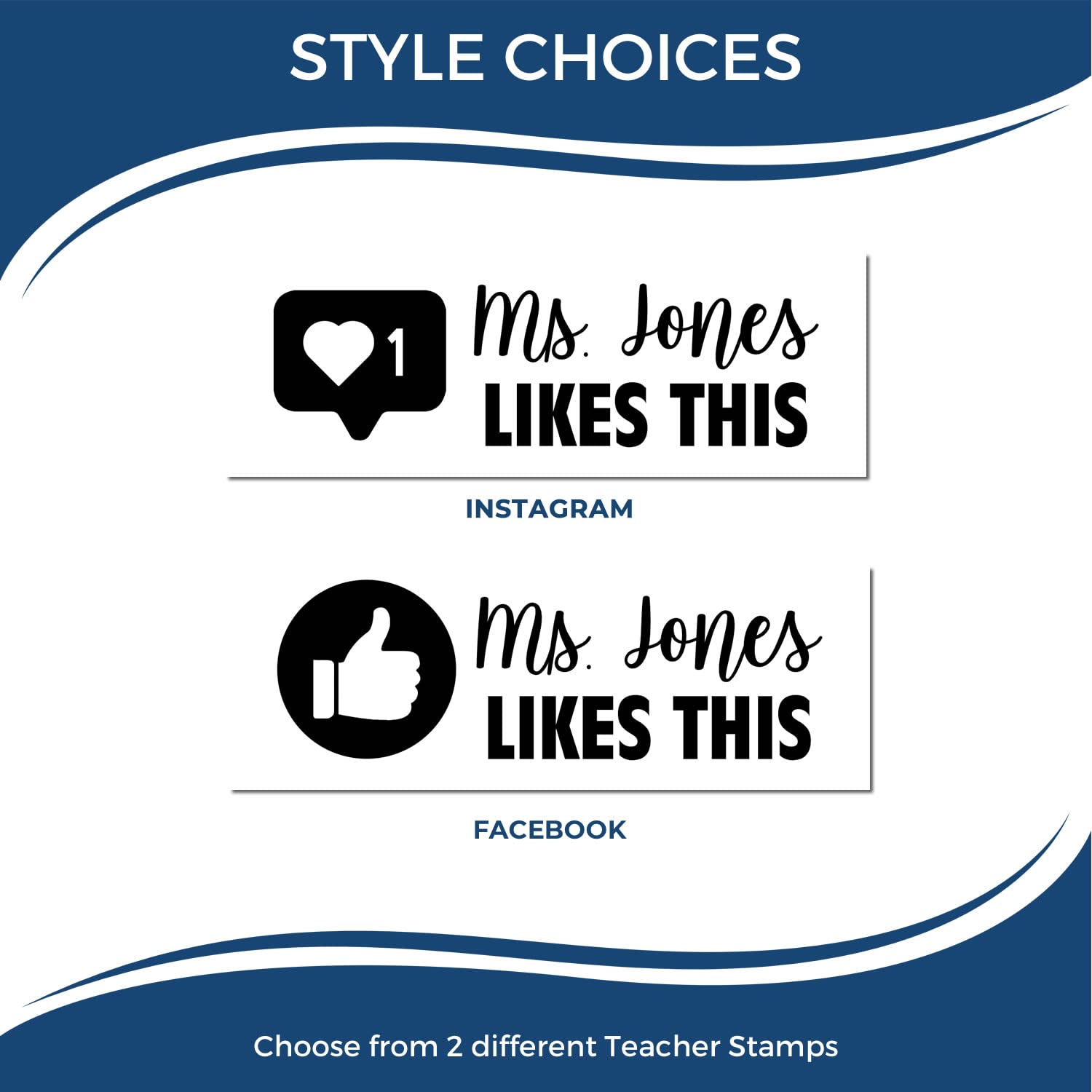 Personalized Facebook Thumbs Up Stamp, Cute Teacher Gift, Custom Made, Avail in 11 Ink Colors, Size 3/4" x 1-3/4" - Image 3