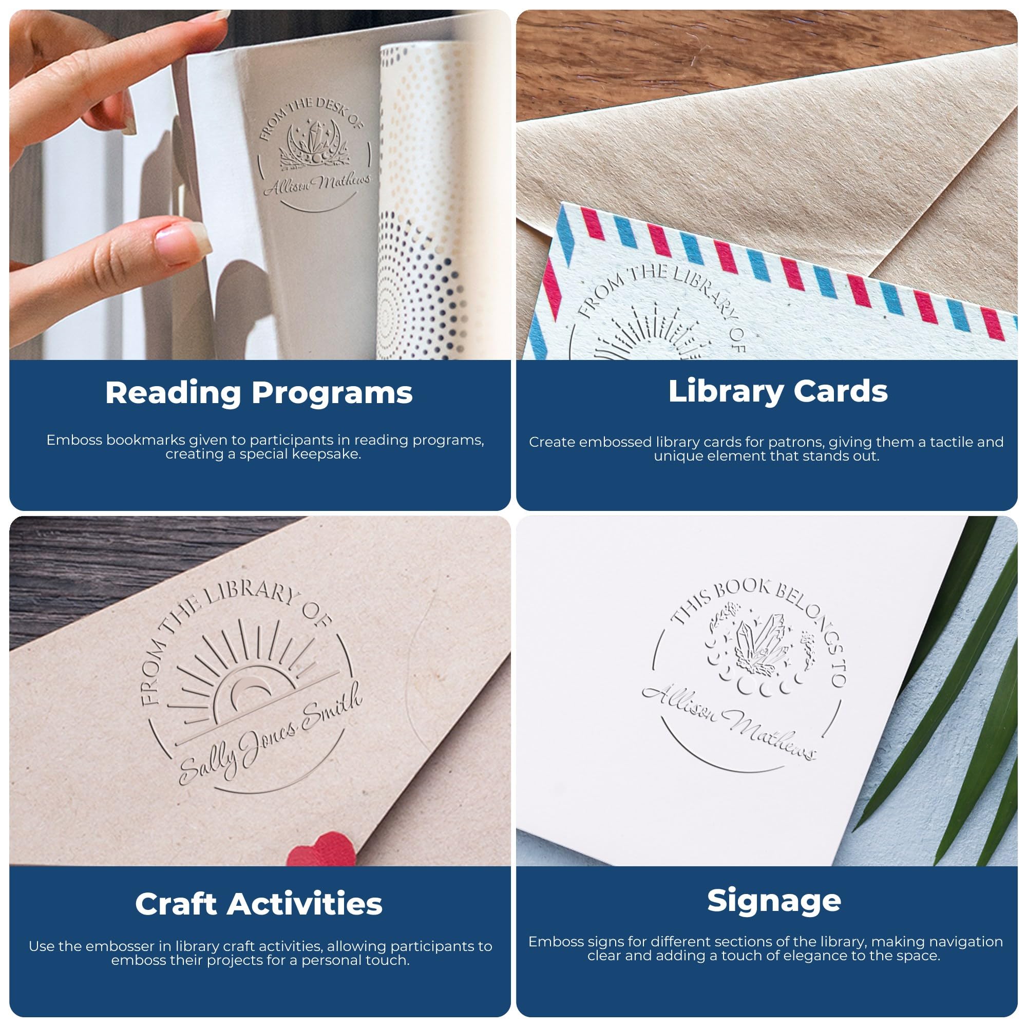 Personalized Library Paper Embosser, Read It Embossed Stamp - Customizable Desk Embosser with Supernal Crystals, Ideal for Art Therapists, 1-5/8 Size - Personalized Book and Paper Embossing Tool - Image 8