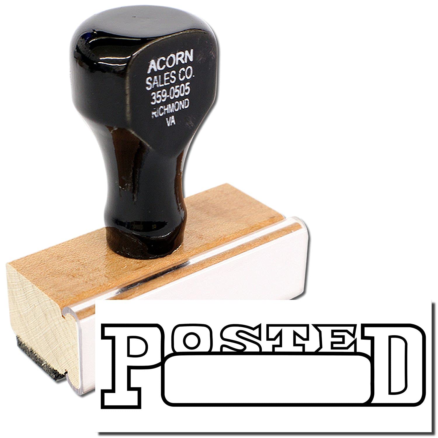Posted with Date Box Rubber Stamp, Perfect for Tellers, Wooden Handle Rubber Stamp, Uses Stamp Pad, Imprint Size Approx 1/2" x 1-1/2", Laser Engraved, USA Made - Image 2