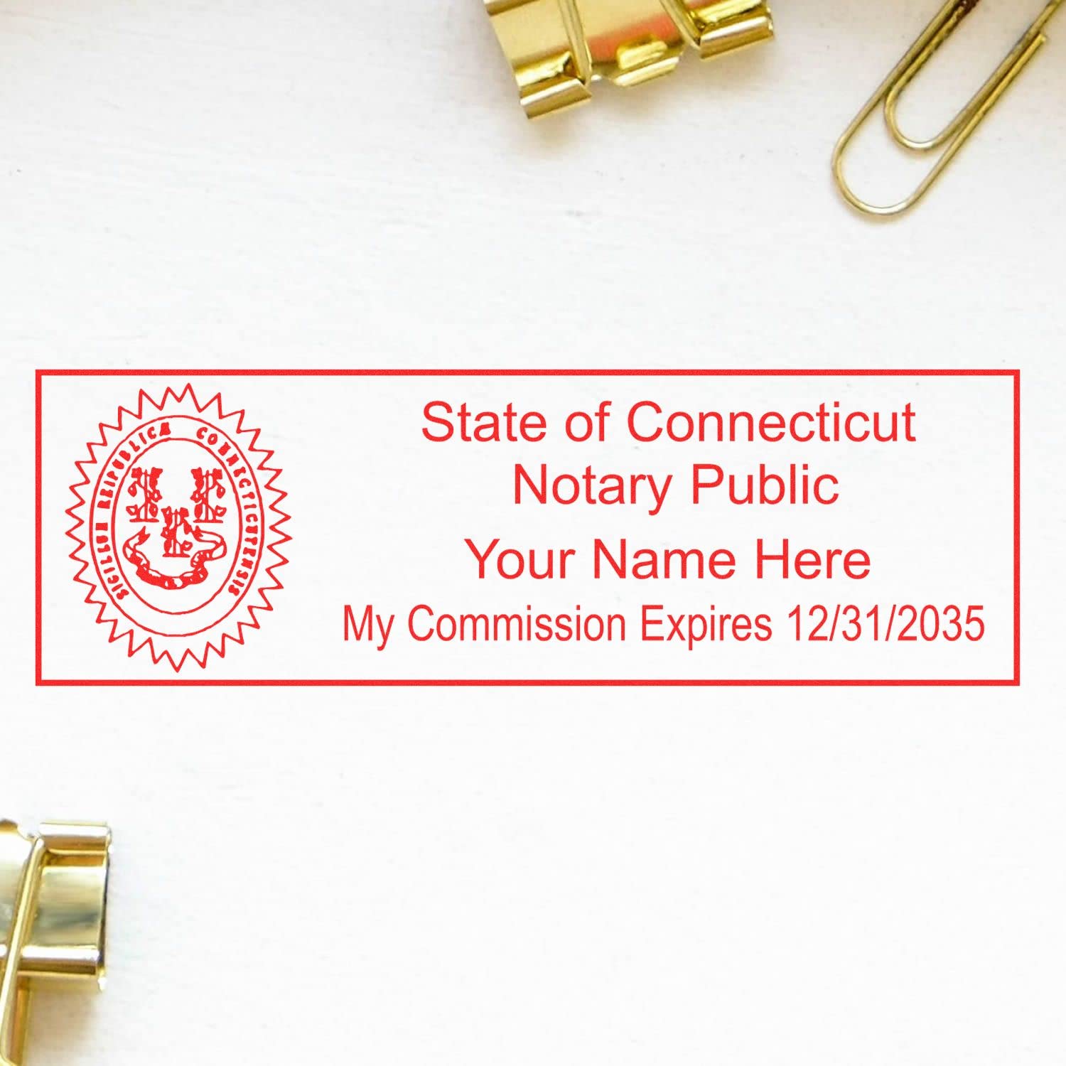 Self Inking Connecticut Notary Stamp, Notary Stamp Connecticut, Rectangular Imprint, Sized 7/8" x 2-1/4", Up to 5,000 Impressions and Available in 11 Ink Colors, Easy Press and Print Stamping - Image 6