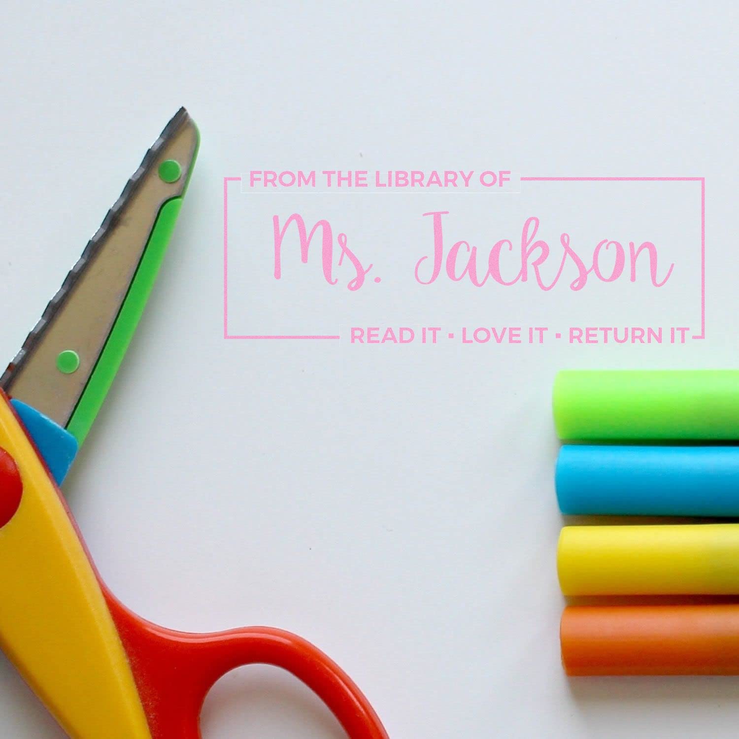 Pre-Inked Customized Bookplate Stamp, Read It Love It Return It, Personalized, 5 Ink Colors, Press and Print, Size 3/4" x 2-1/4" - Image 4