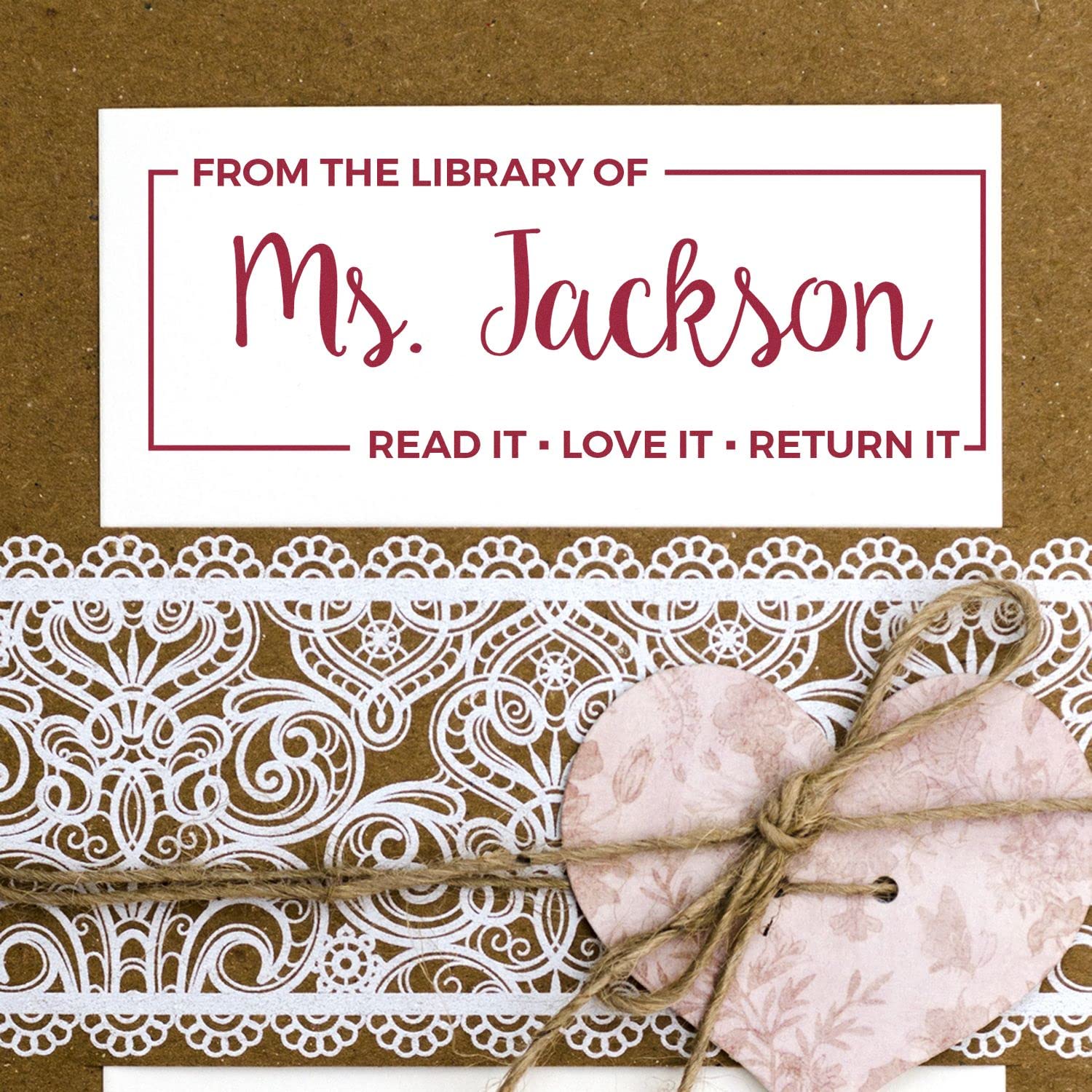 Pre-Inked Customized Bookplate Stamp, Read It Love It Return It, Personalized, 5 Ink Colors, Press and Print, Size 3/4" x 2-1/4" - Image 5