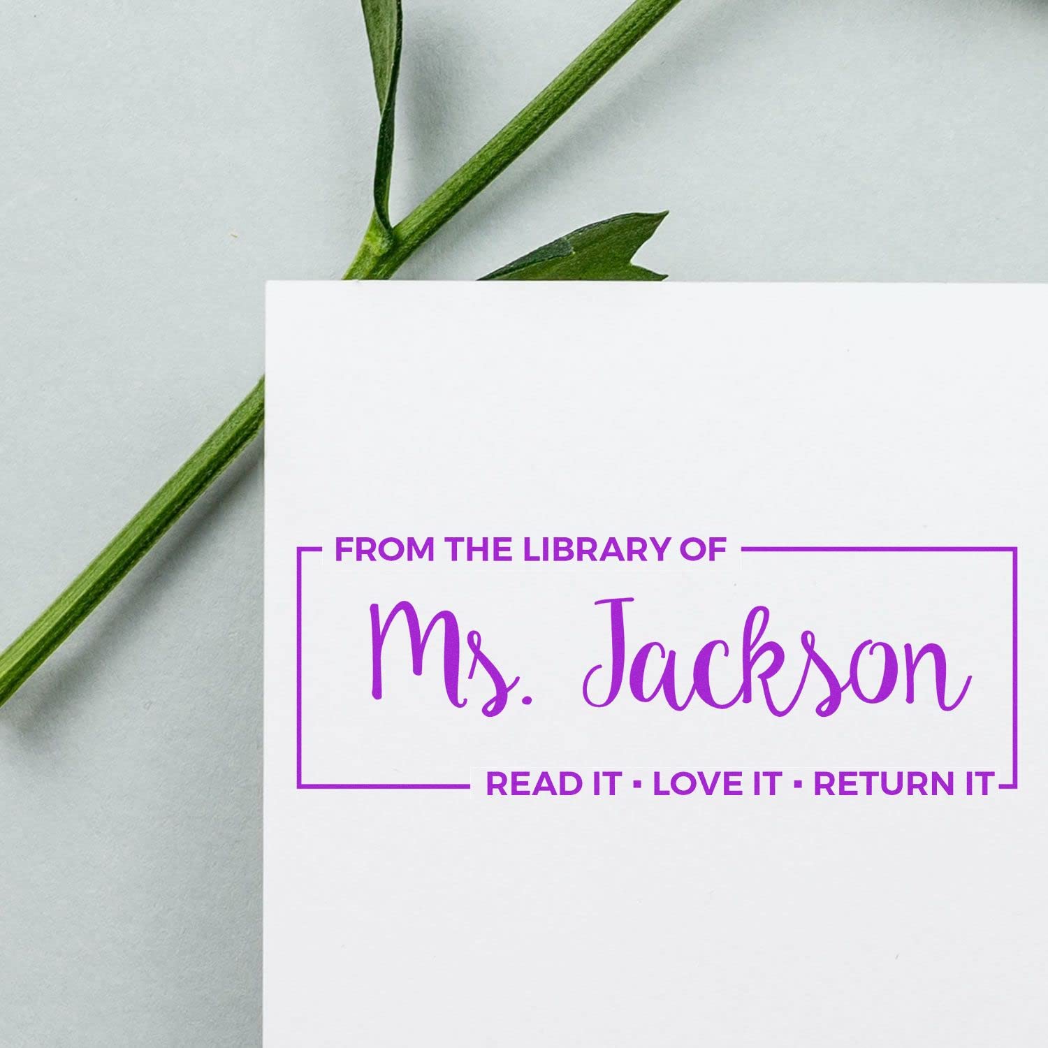 Pre-Inked Customized Bookplate Stamp, Read It Love It Return It, Personalized, 5 Ink Colors, Press and Print, Size 3/4" x 2-1/4" - Image 7