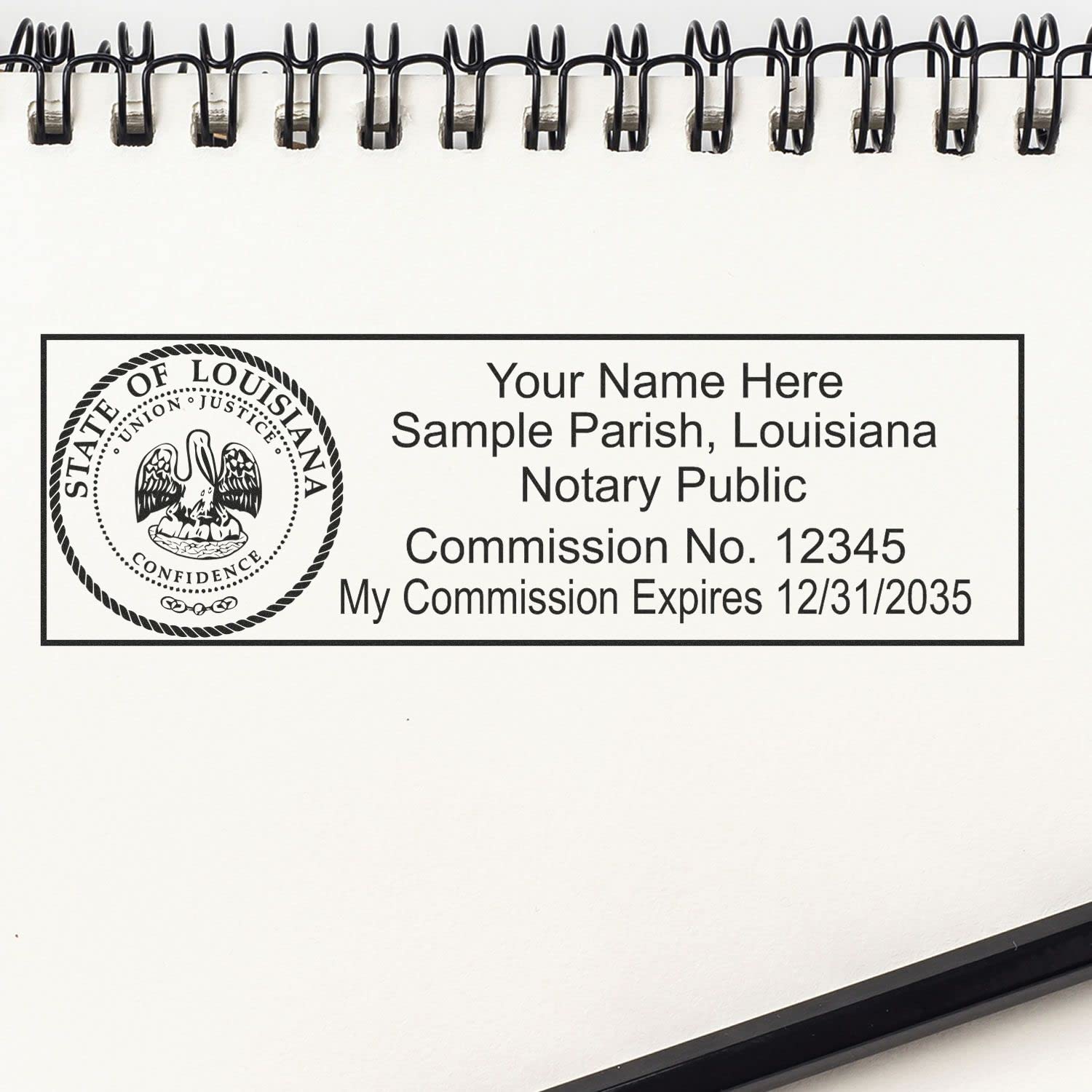 Pre-Inked Louisiana Notary Public Stamp, Up to 15K Imprints, Notary Stamp LA, Press and Print Stamping, Rectangular 7/8" x 2-1/4", Notarial Stamp Louisiana