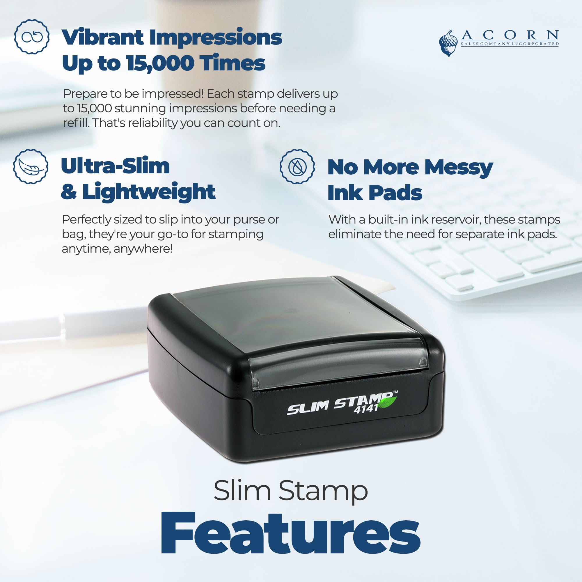 Pre-Inked Slim Company Stamp for North Carolina, Your Choice 5 Ink Colors, C-Corp Seal or S-Corp Seals, NC Corporate Seal Stamp, 1-5/8, Custom Corporate Seal Stamp, Custom Company Inked Stamp - Image 3