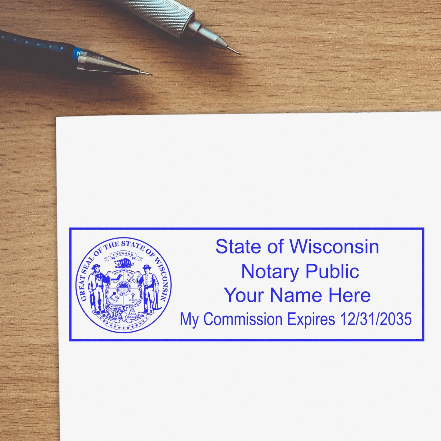 Premium MaxLight WI Notary Stamp for Wisconsin Notary Public, State Seal Notarial Stamp, Impression Size 7/8" x 2-1/4", 5 Ink Colors, Notary Stamp Wisconsin - Image 4