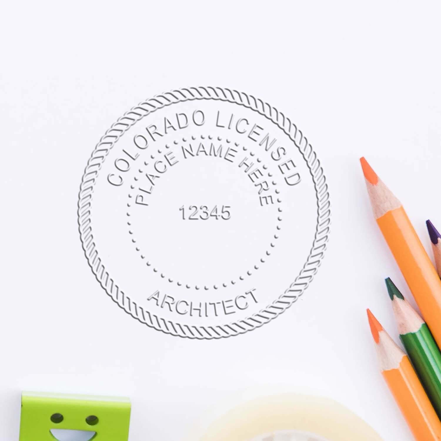 Premium Handheld Architect Embossed Stamp, Colorado Architect Seal, Ideal for Colorado Architects, Size 1-5/8, Architect Seal CO, Ideal for Professional Use - Enhance Your Architectural Drawings
