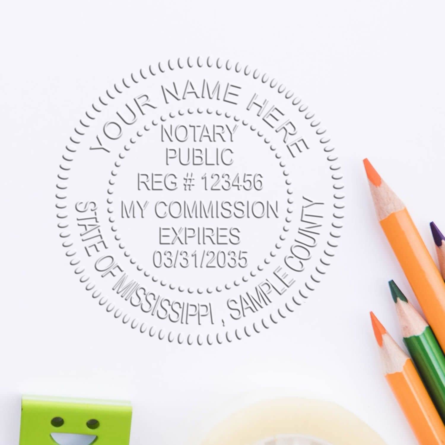 Premium Handheld Mississippi Notary Seal Embosser - 1-5/8 Size, Ideal for Mississippi Notary - Fully Compliant with Mississippi Notary Board Standards - Essential Tool for Notary Seal in Mississippi - Image 4
