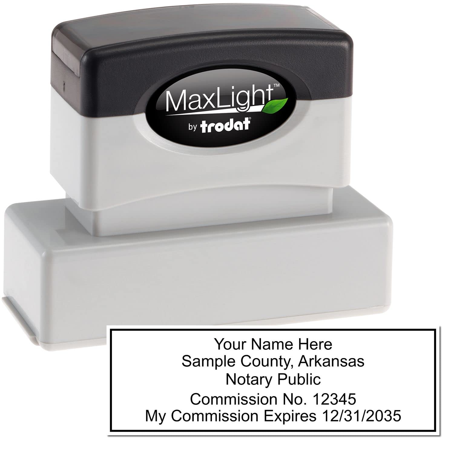 Premium MaxLight AR Notary Stamp for Arkansas Notary Public, Rectangular Notary Stamp, Impression Size 7/8" x 2-1/4", Notary Stamp Arkansas, Pre-Inked - Image 2