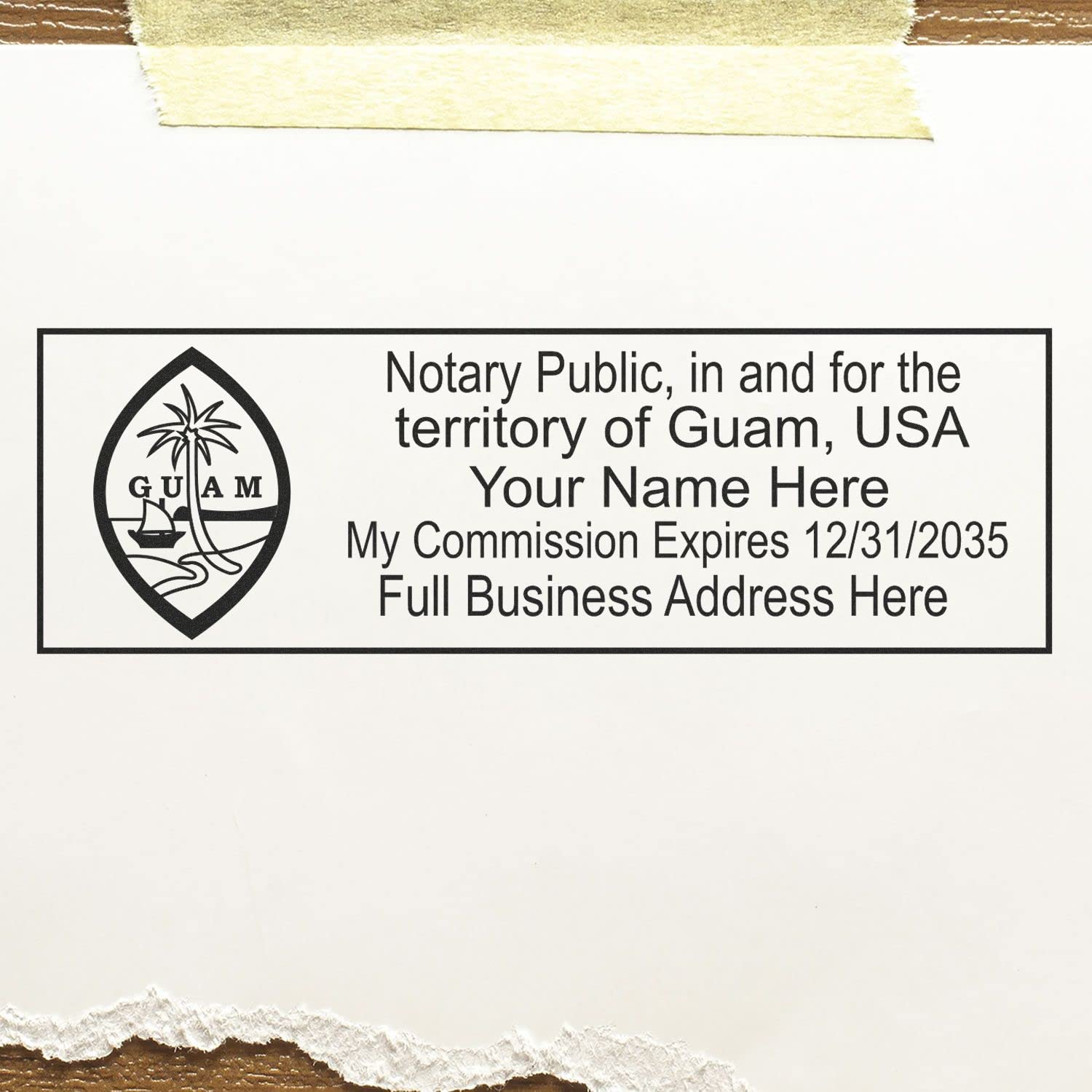 Premium MaxLight GU Notary Stamp for Guam Notary Public, Rectangular Notary Stamp, Impression Size 7/8" x 2-1/4", Notary Stamp Guam, Pre-Inked Stamp