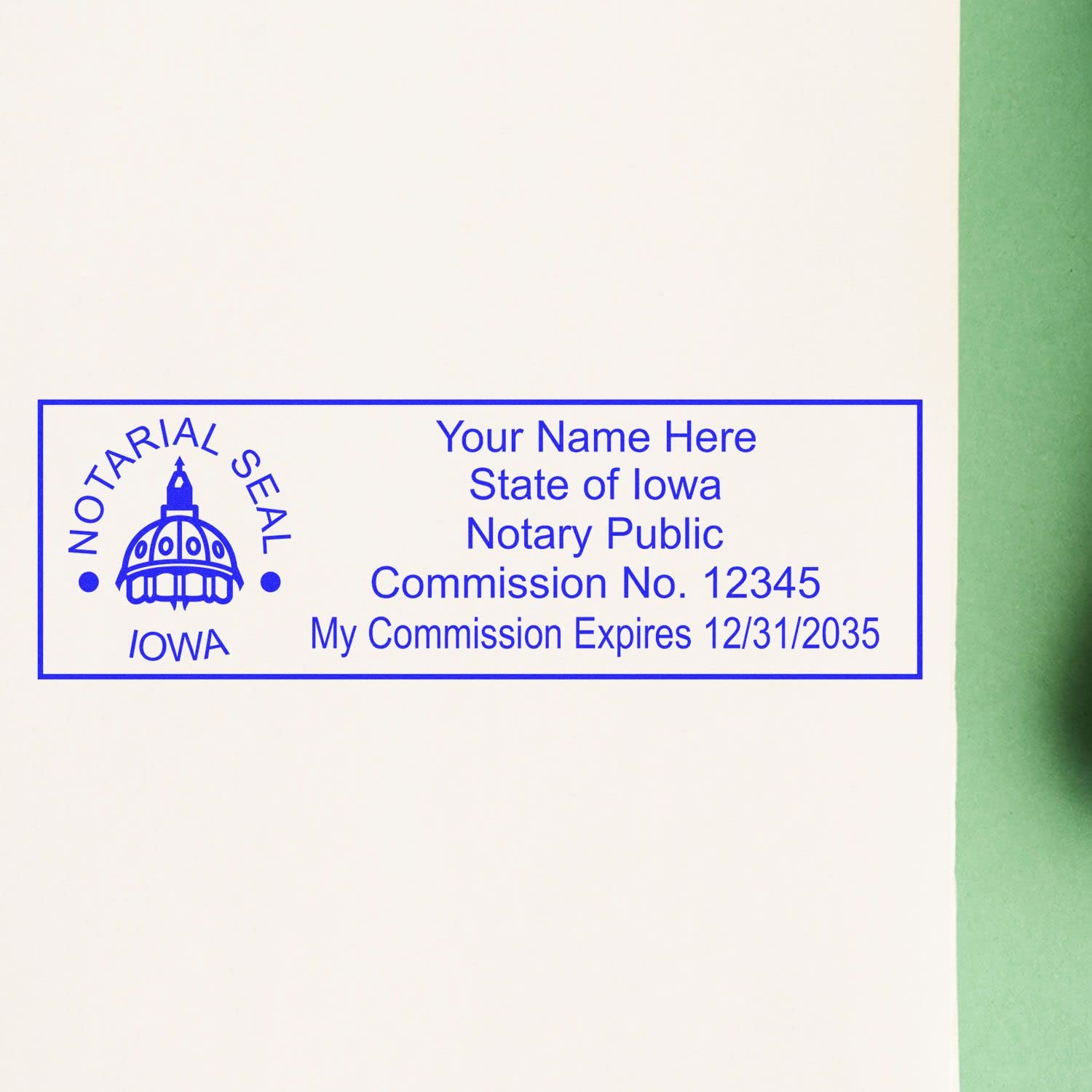 Premium MaxLight IA Notary Stamp for Iowa Notary Public, State Seal Notarial Stamp, Impression Size 7/8" x 2-1/4", 5 Ink Colors, Notary Stamp Iowa - Image 4