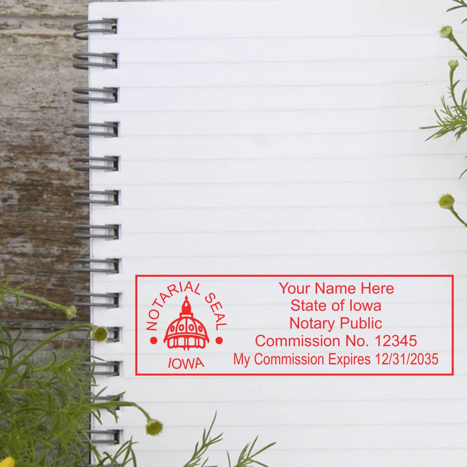 Premium MaxLight IA Notary Stamp for Iowa Notary Public, State Seal Notarial Stamp, Impression Size 7/8" x 2-1/4", 5 Ink Colors, Notary Stamp Iowa - Image 6