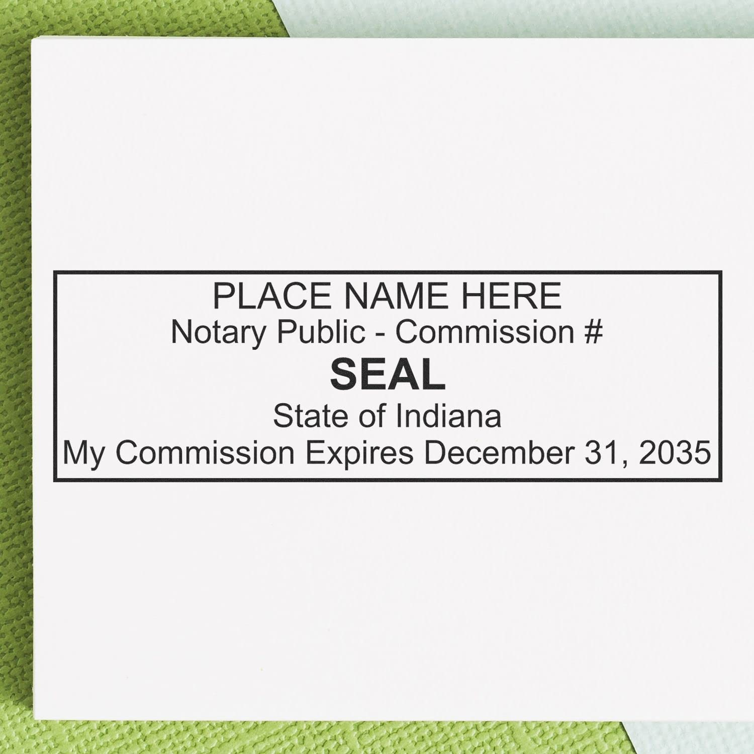 Super Slim Pre-Inked Rectangular Indiana Notary Stamp, Sleek and Compact, 7/8" x 2-1/4" Imprint Size, Available in 5 Ink Colors