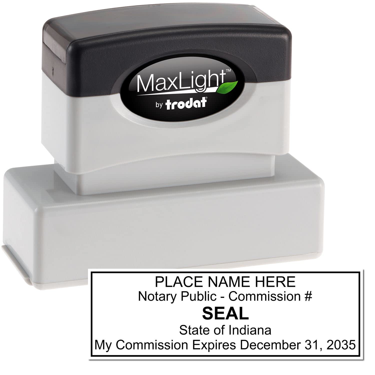 Premium MaxLight in Notary Stamp for Indiana Notary Public, Rectangular Notary Stamp, Impression Size 7/8" x 2-1/4", 5 Ink Colors, Notary Stamp Indiana - Image 2
