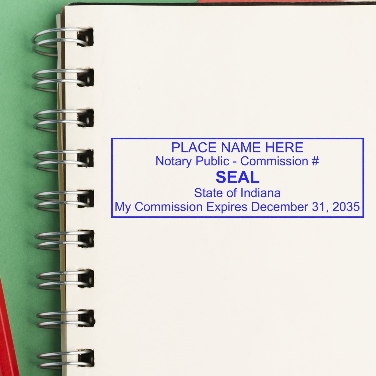 Super Slim Pre-Inked Rectangular Indiana Notary Stamp, Sleek and Compact, 7/8" x 2-1/4" Imprint Size, Available in 5 Ink Colors - Image 4