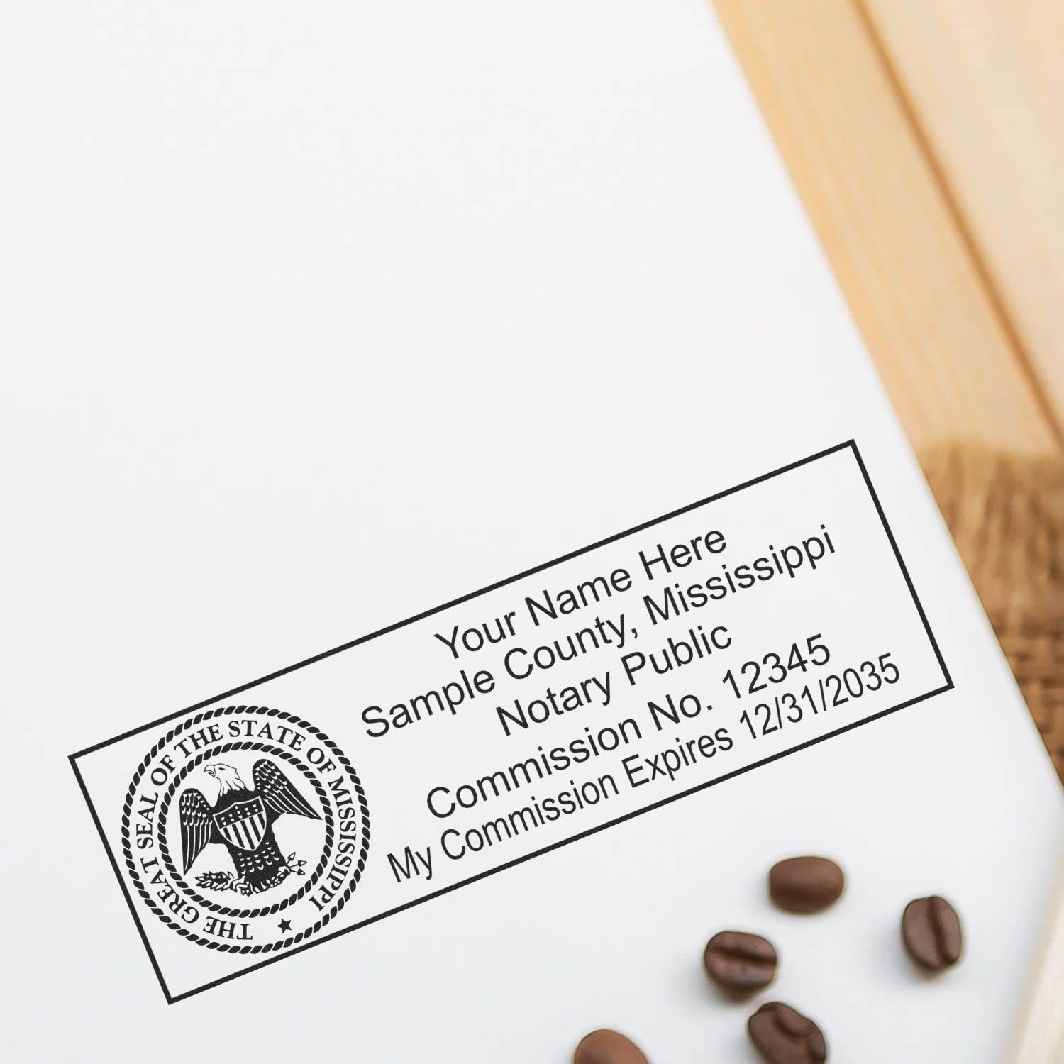 Premium MaxLight MS Notary Stamp for Mississippi Notary Public, State Seal Notarial Stamp, Impression Size 7/8" x 2-1/4", 5 Ink Colors, Notary Stamp Mississippi
