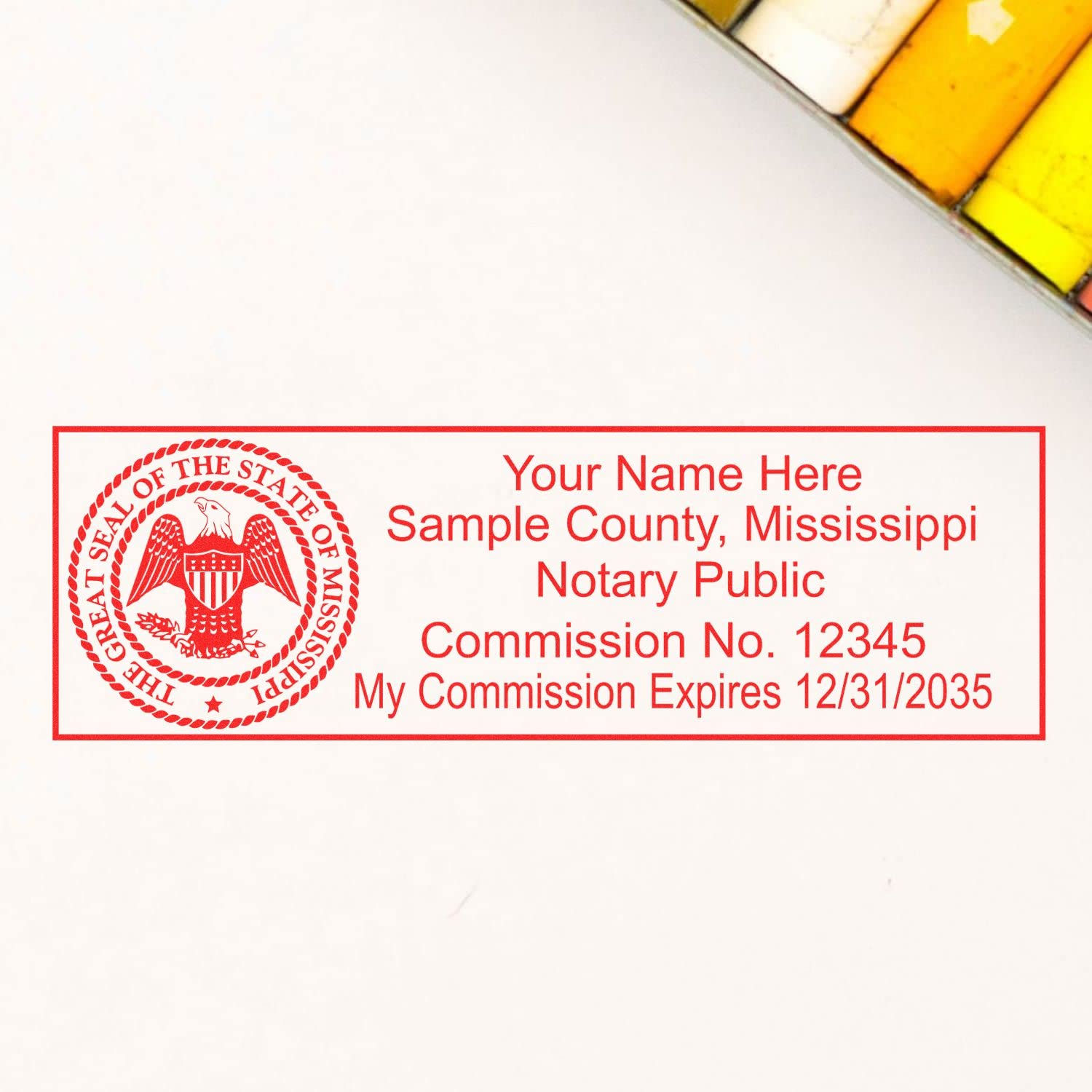 Premium MaxLight MS Notary Stamp for Mississippi Notary Public, State Seal Notarial Stamp, Impression Size 7/8" x 2-1/4", 5 Ink Colors, Notary Stamp Mississippi - Image 6