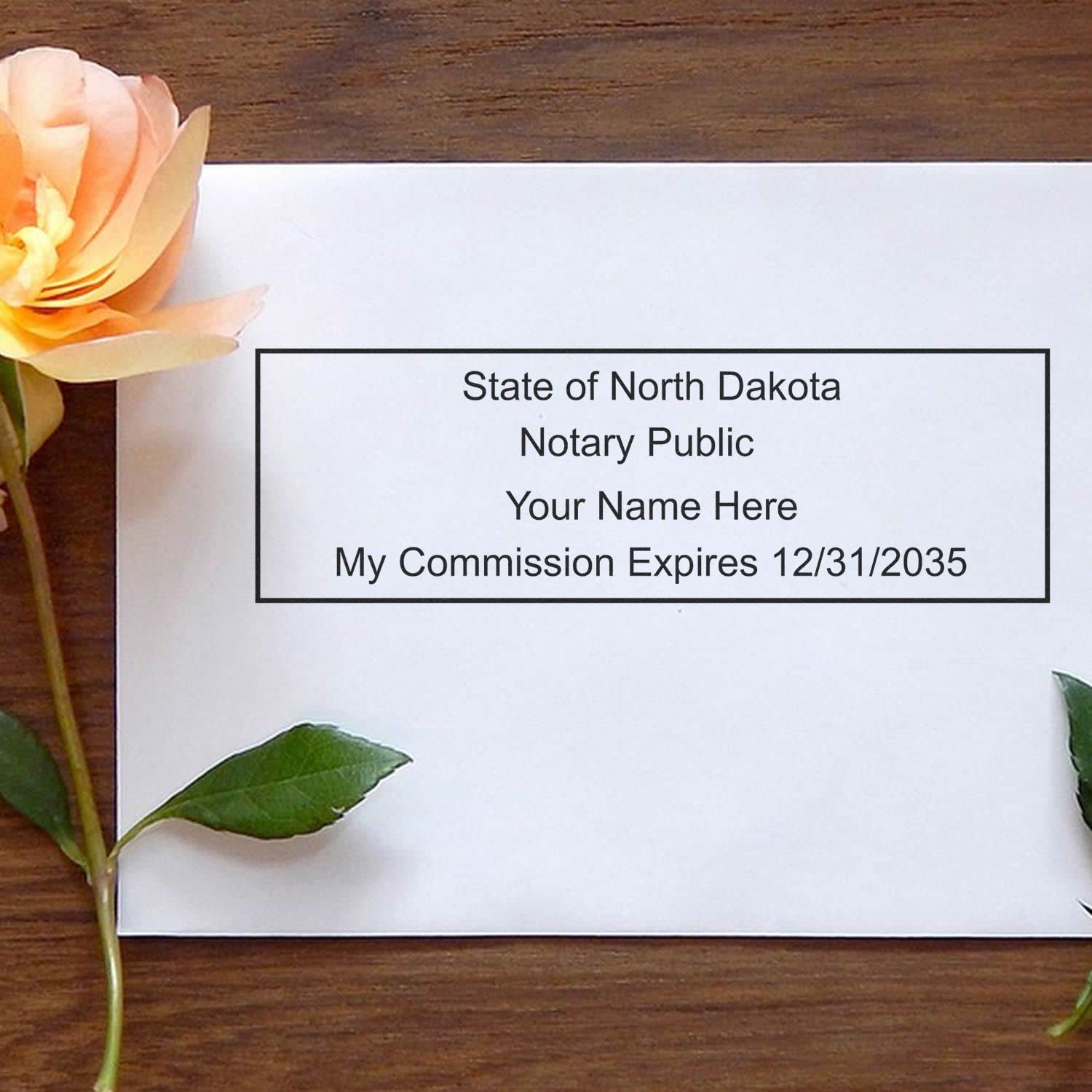 Premium MaxLight ND Notary Stamp for North Dakota Notary Public, Rectangular Notary Stamp, Impression Size 7/8" x 2-1/4", 5 Ink Colors, Notary Stamp North Dakota
