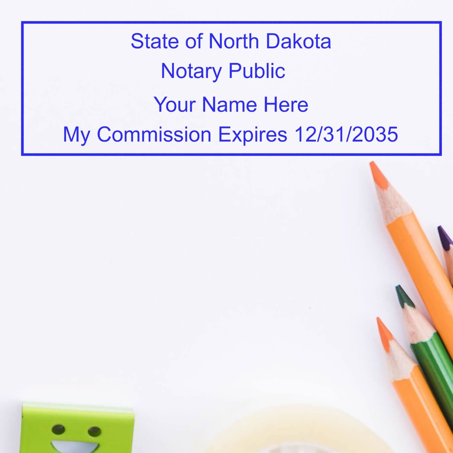 Premium MaxLight ND Notary Stamp for North Dakota Notary Public, Rectangular Notary Stamp, Impression Size 7/8" x 2-1/4", 5 Ink Colors, Notary Stamp North Dakota - Image 4