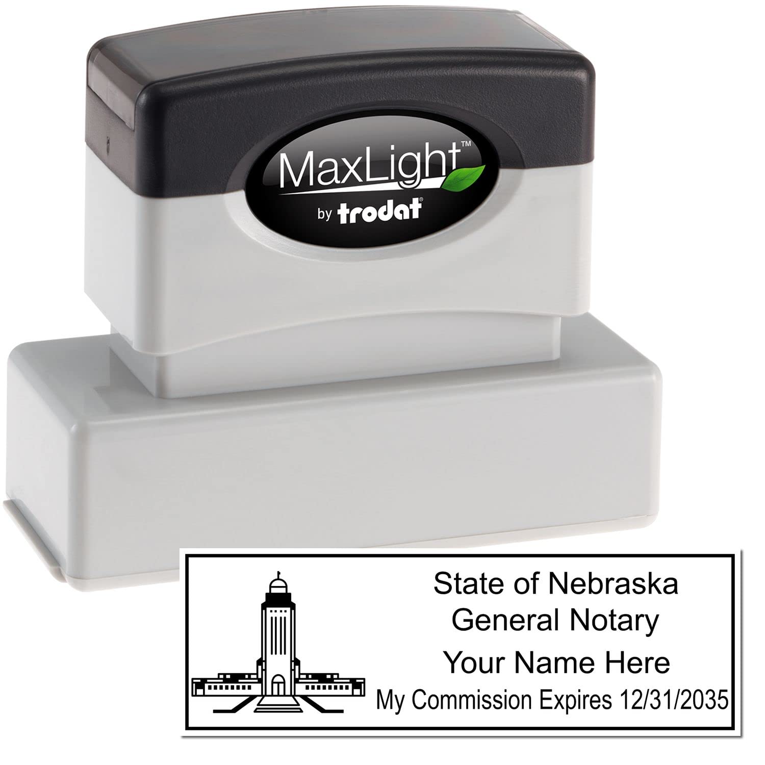 Premium MaxLight NE Notary Stamp for Nebraska Notary Public, State Seal Notarial Stamp, Impression Size 7/8" x 2-1/4", 5 Ink Colors, Notary Stamp Nebraska - Image 2