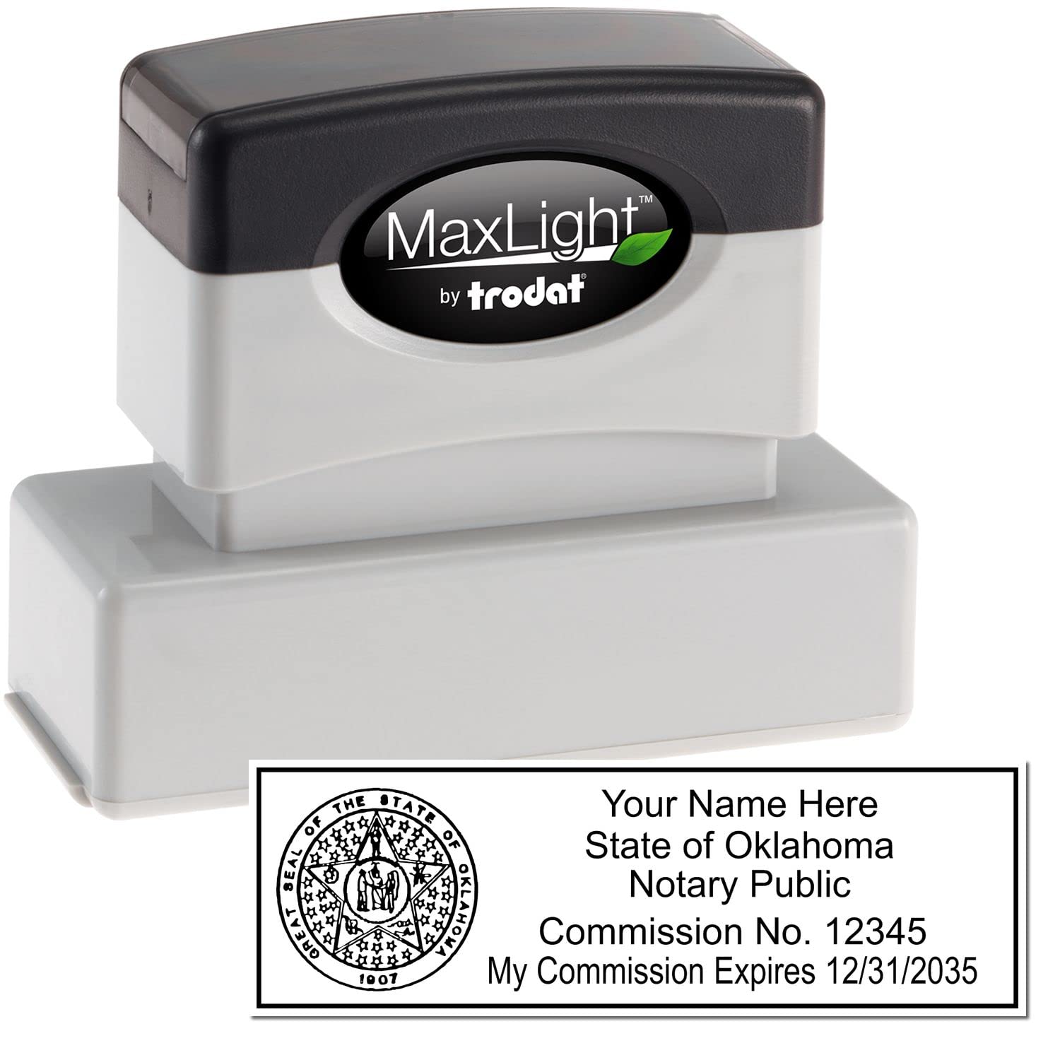 Premium MaxLight OK Notary Stamp for Oklahoma Notary Public, State Seal Notarial Stamp, Impression Size 7/8" x 2-1/4", 5 Ink Colors, Notary Stamp Oklahoma - Image 2
