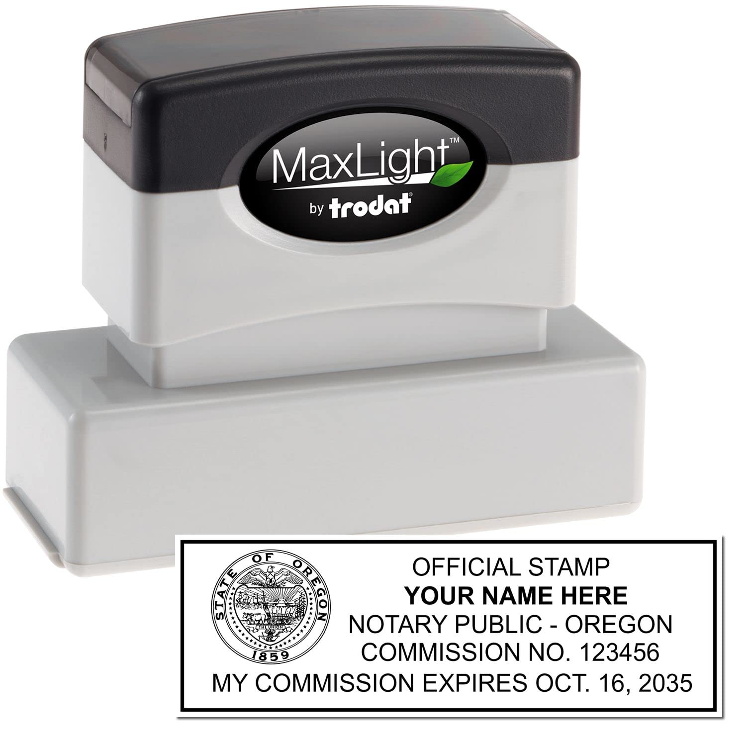 Premium MaxLight OR Notary Stamp for Oregon Notary Public, State Seal Notarial Stamp, Impression Size 7/8" x 2-1/4", Notary Stamp Oregon, Pre-Inked Stamp - Image 2