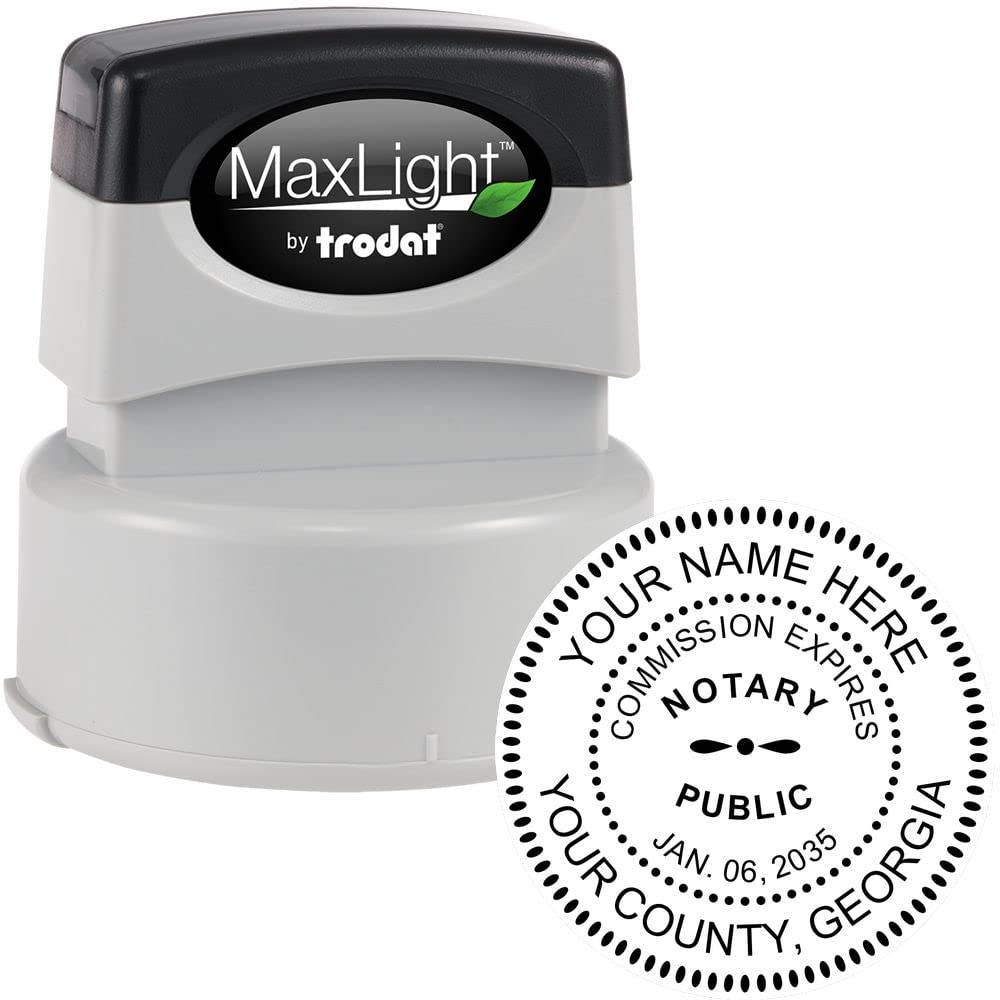 Premium MaxLight Pre-Inked Georgia Notary Stamp, 1-5/8, Ideal for Georgia Notary Public, Quality Georgia Round Notary Stamp, Ideal for Official Documentation and Legal Use - Image 2